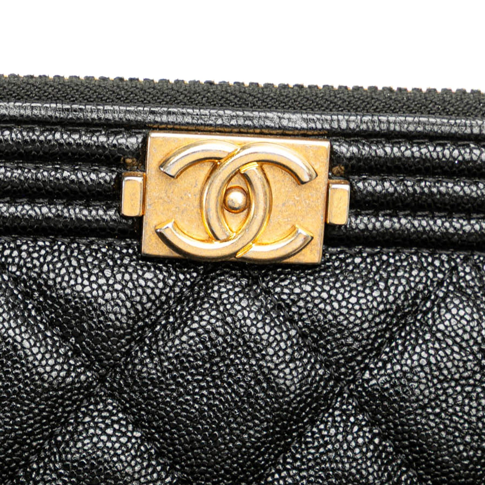 Chanel Chanel Medium Quilted Caviar Boy O Case Clutch Black Size ONE SIZE - 8 Thumbnail