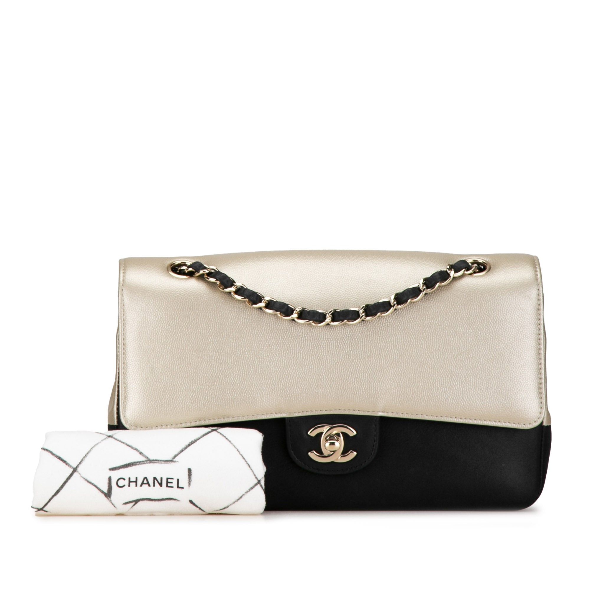 Chanel Chanel Medium Classic Bicolor Caviar Double Flap Silver Size ONE SIZE - 13 Thumbnail