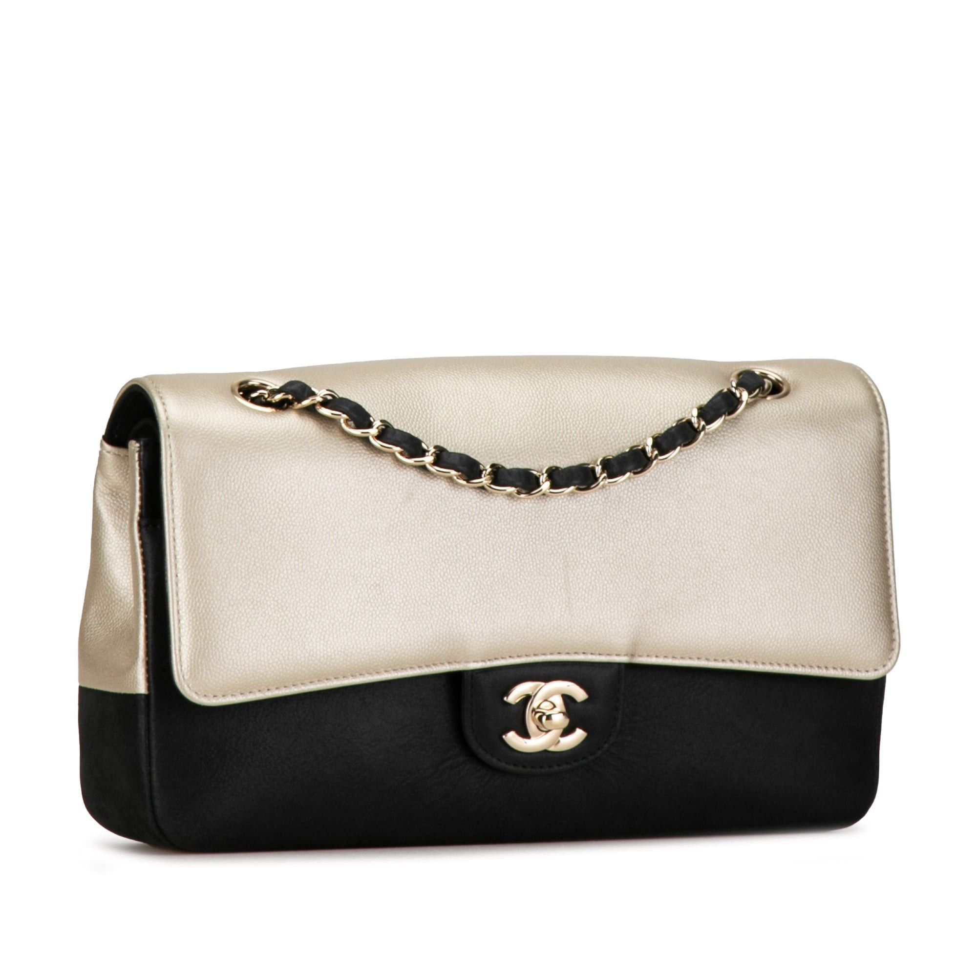 Chanel Chanel Medium Classic Bicolor Caviar Double Flap Silver Size ONE SIZE - 2 Thumbnail