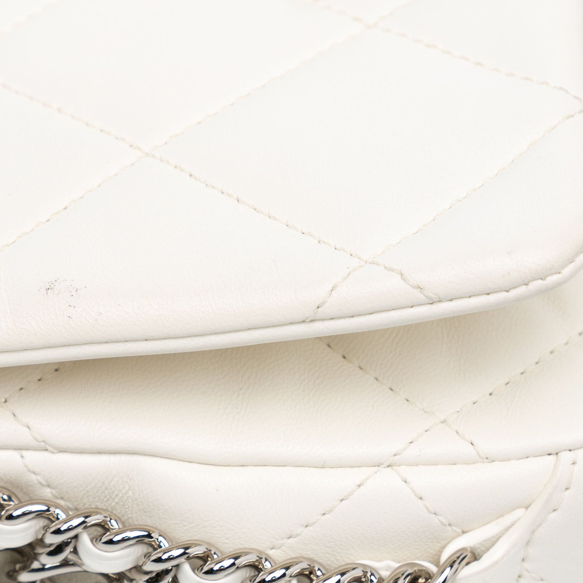 Chanel Chanel Mini Quilted Lambskin Chain Rows Flap White Size ONE SIZE - 6 Thumbnail