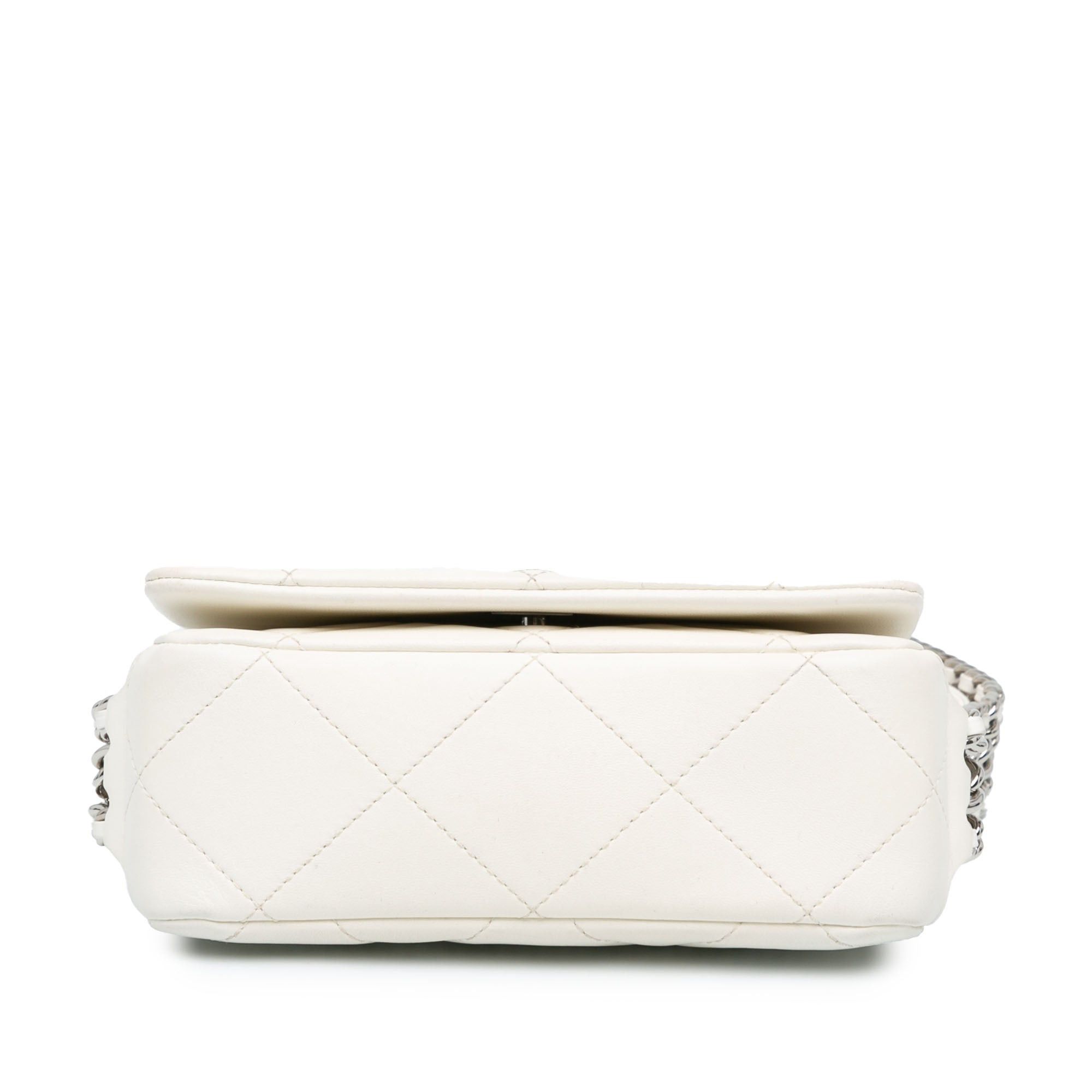 Chanel Chanel Mini Quilted Lambskin Chain Rows Flap White Size ONE SIZE - 3 Thumbnail