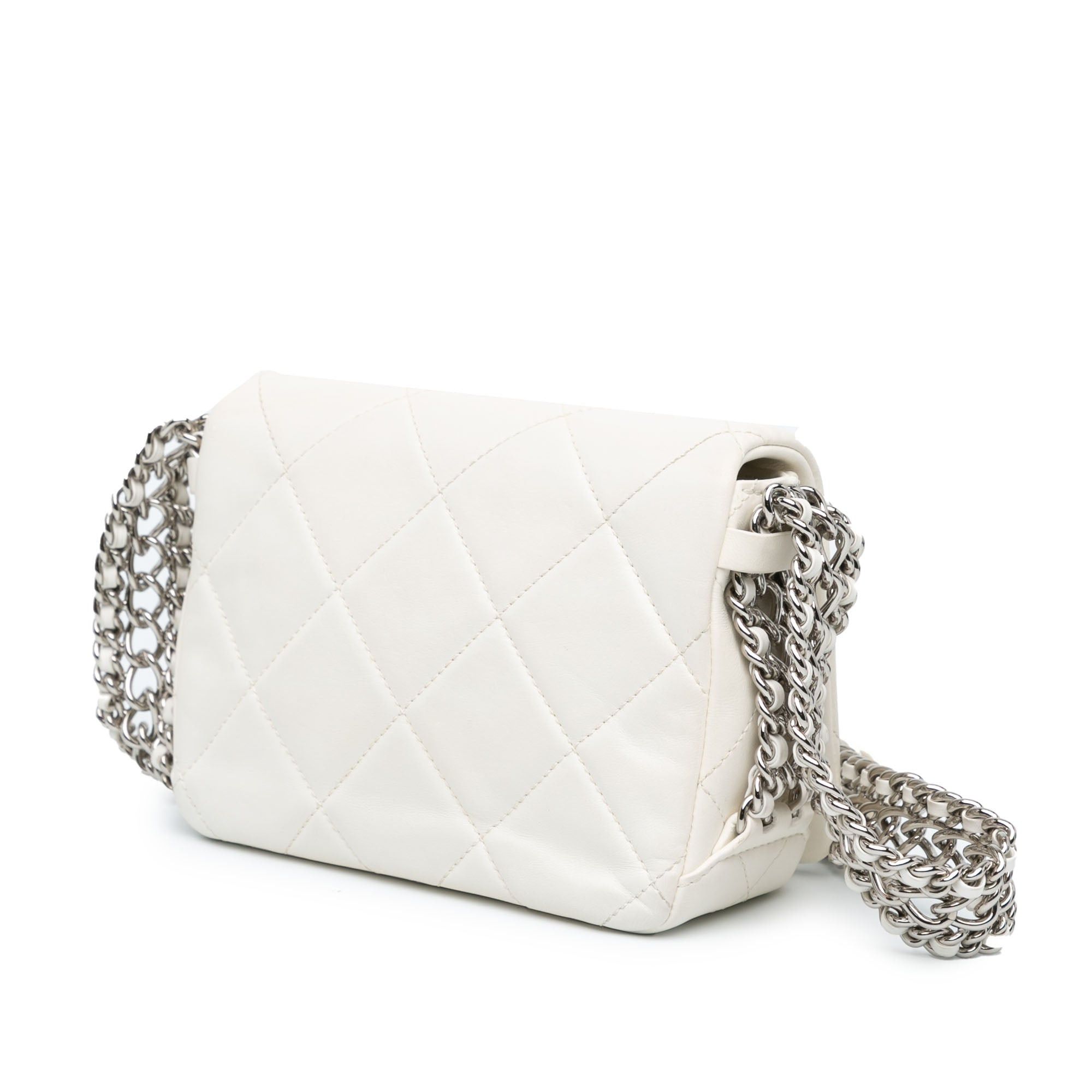 Chanel Chanel Mini Quilted Lambskin Chain Rows Flap White Size ONE SIZE - 2 Thumbnail