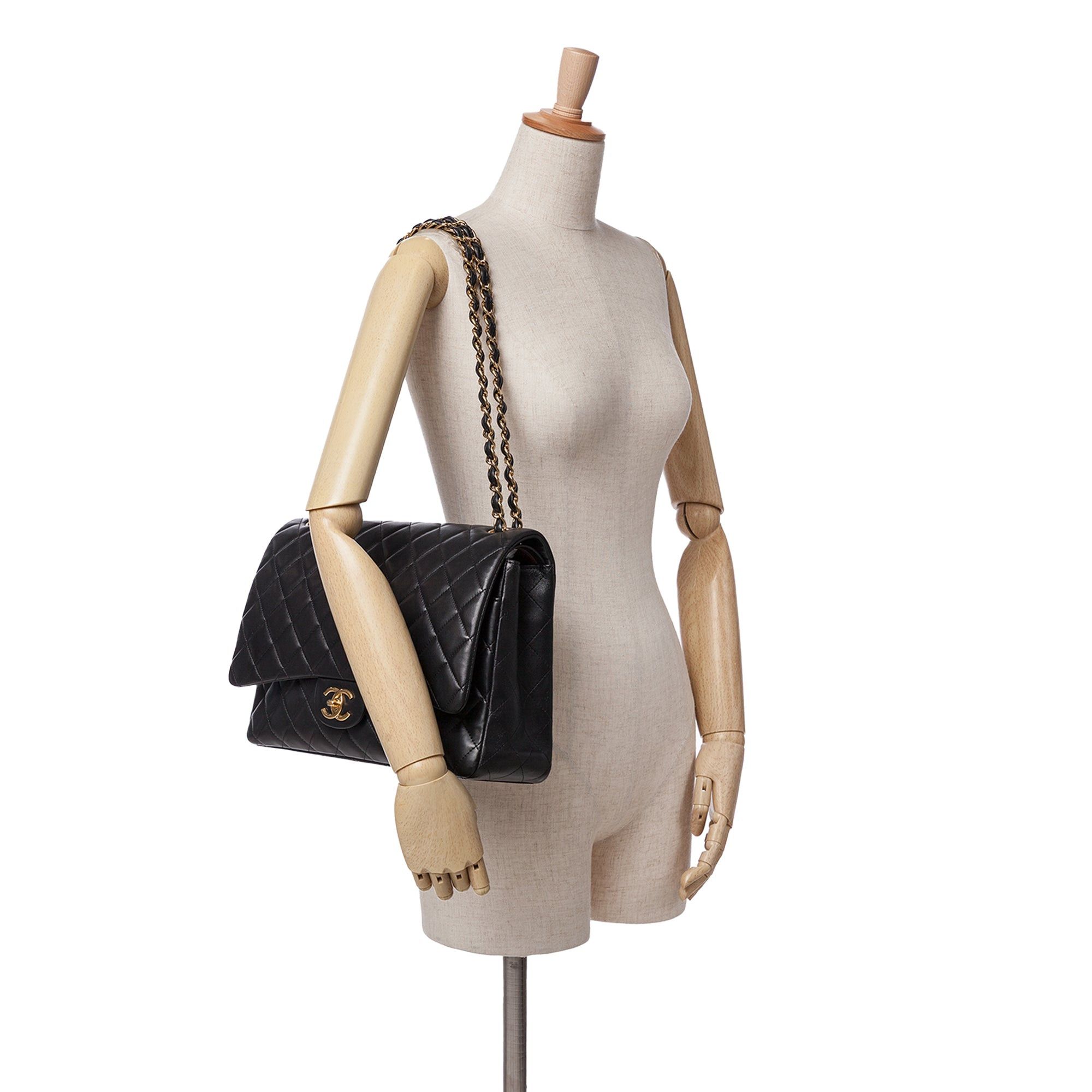 Chanel Chanel Maxi Classic Lambskin Double Flap Black Size ONE SIZE - 11 Thumbnail