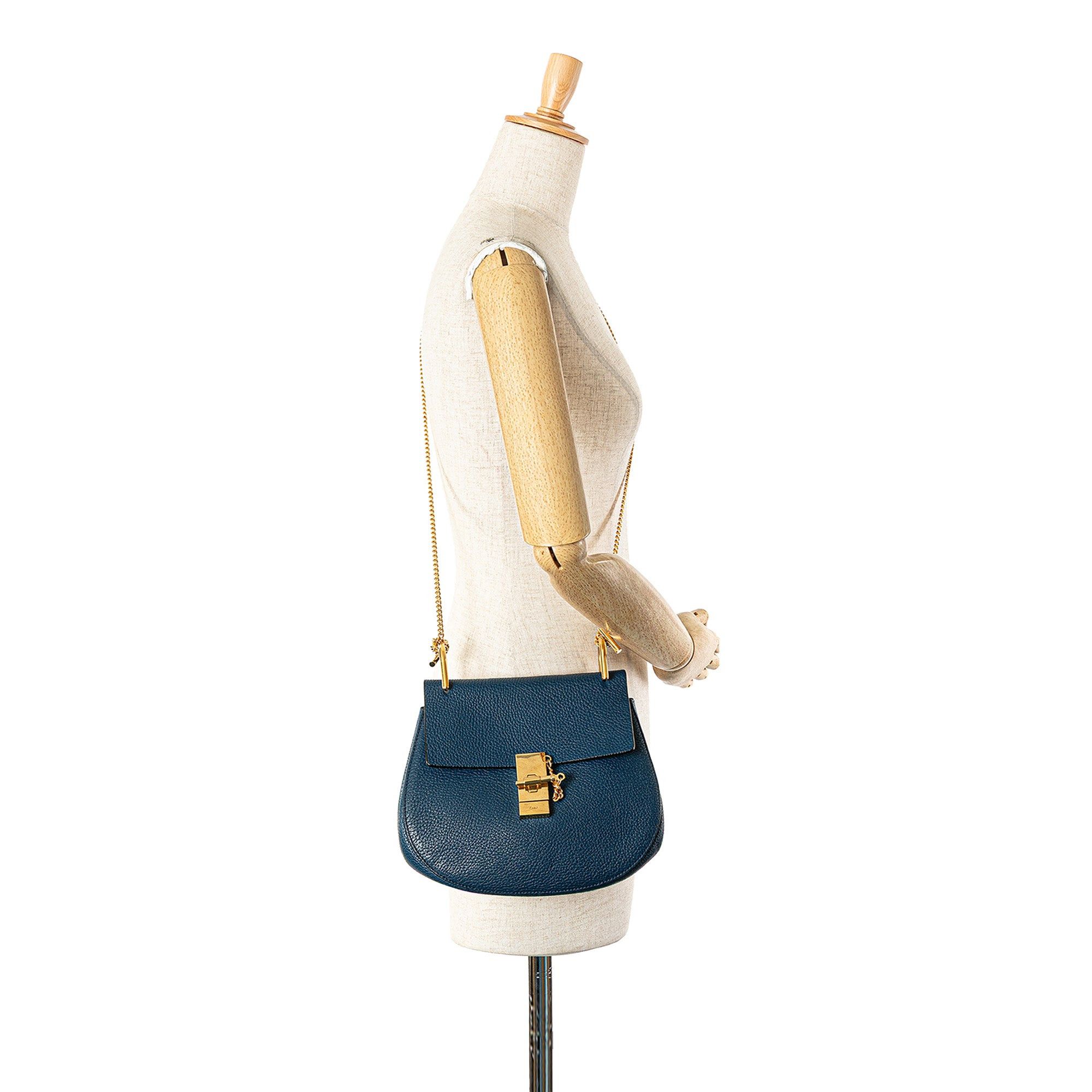 Chloe Chloé Small Leather Drew Crossbody Blue Size ONE SIZE - 11 Thumbnail