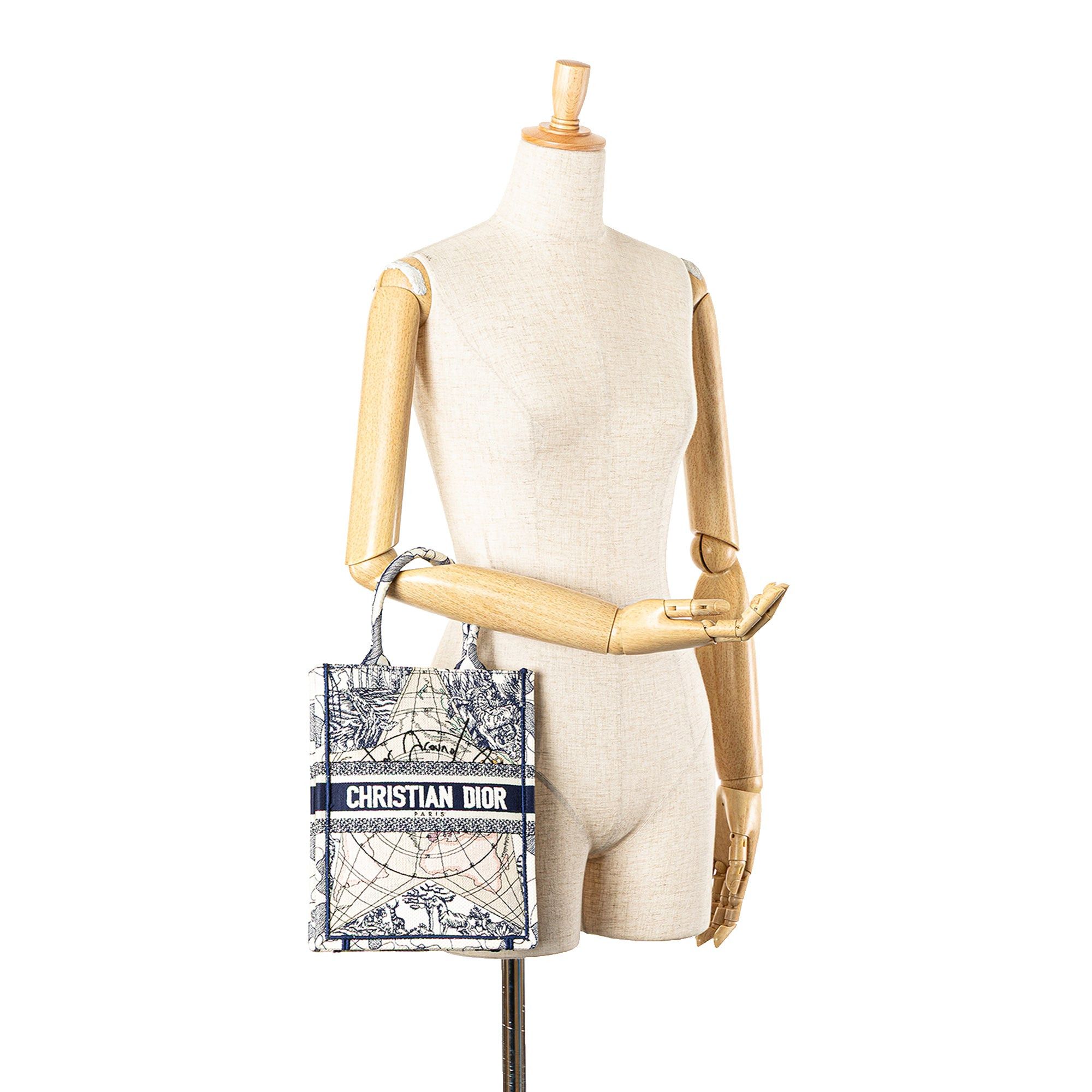 Dior Dior Embroidered Canvas Around The World Vertical Book Tote Blue Size ONE SIZE - 11 Thumbnail