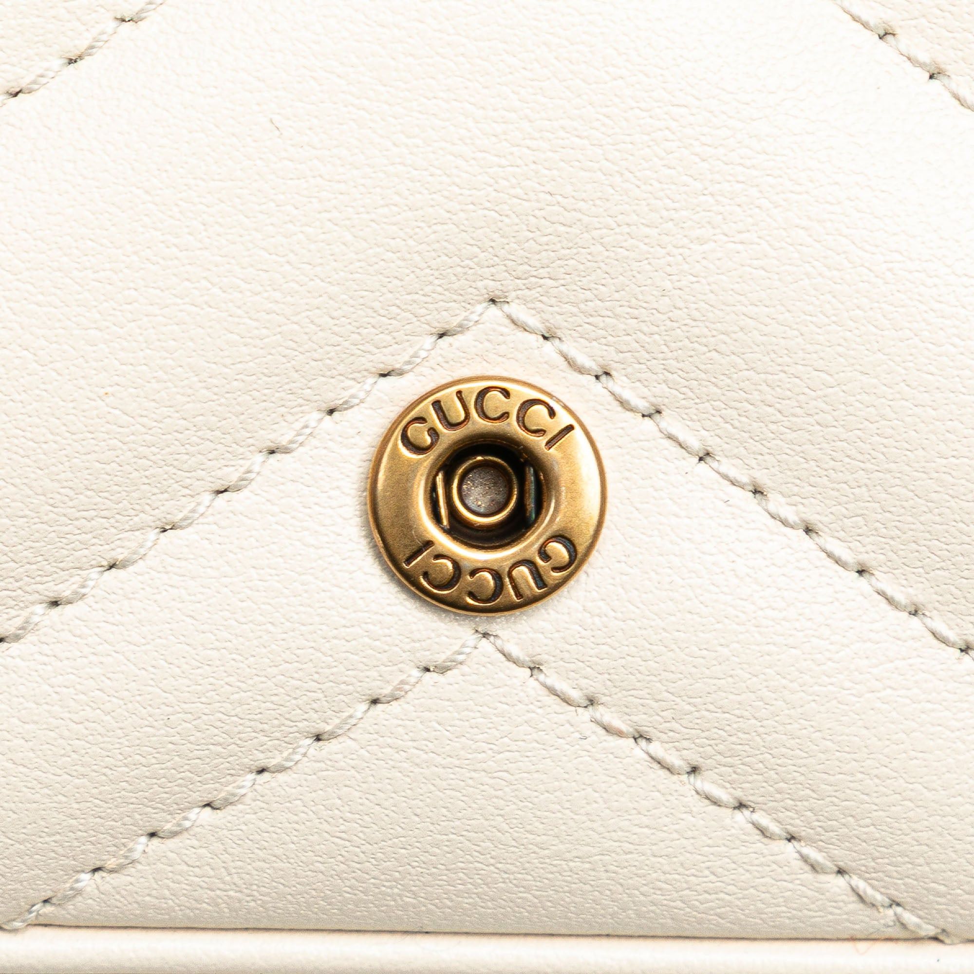 Gucci Gucci Super Mini GG Marmont Leather Matelasse Flap Crossbody White Size ONE SIZE - 7 Thumbnail