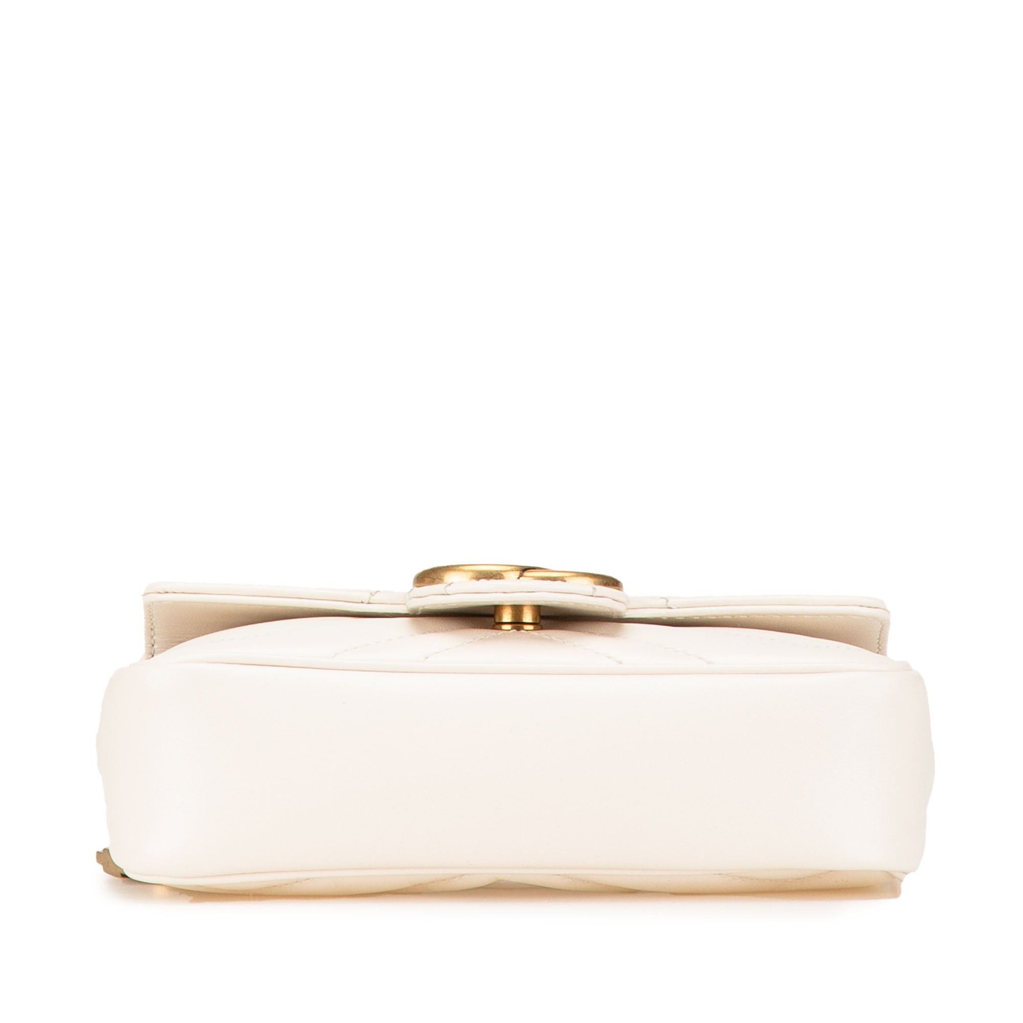 Gucci Gucci Super Mini GG Marmont Leather Matelasse Flap Crossbody White Size ONE SIZE - 3 Thumbnail