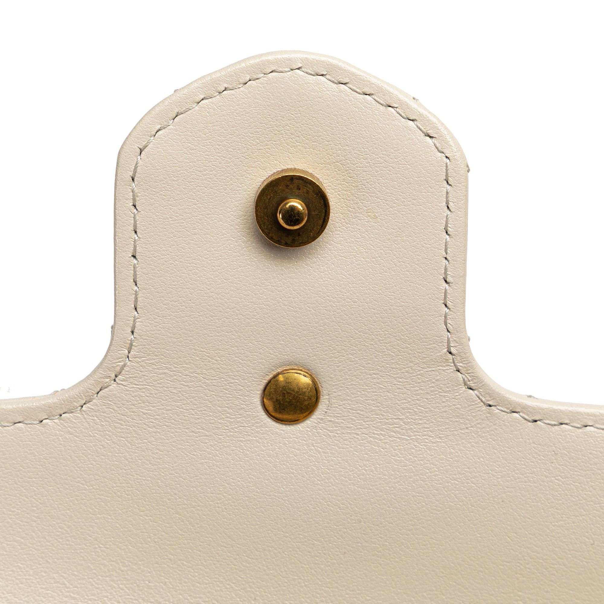 Gucci Gucci Super Mini GG Marmont Leather Matelasse Flap Crossbody White Size ONE SIZE - 8 Thumbnail