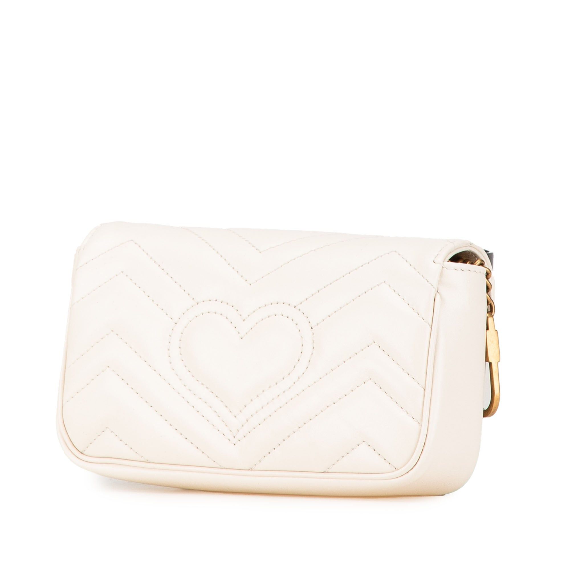 Gucci Gucci Super Mini GG Marmont Leather Matelasse Flap Crossbody White Size ONE SIZE - 2 Thumbnail