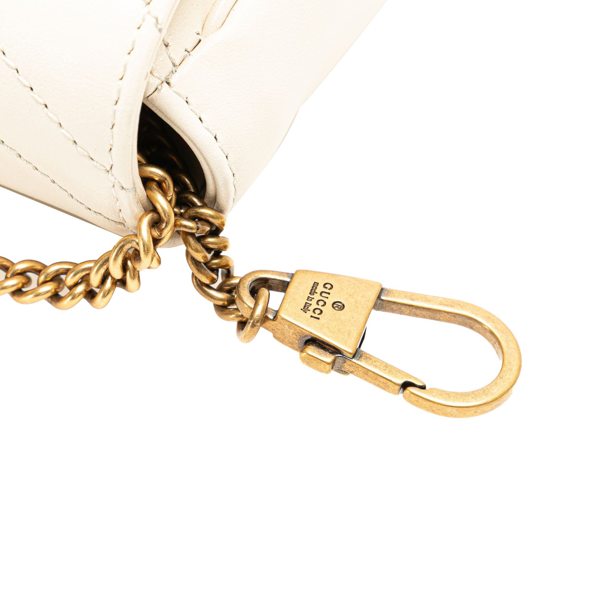 Gucci Gucci Super Mini GG Marmont Leather Matelasse Flap Crossbody White Size ONE SIZE - 12 Thumbnail