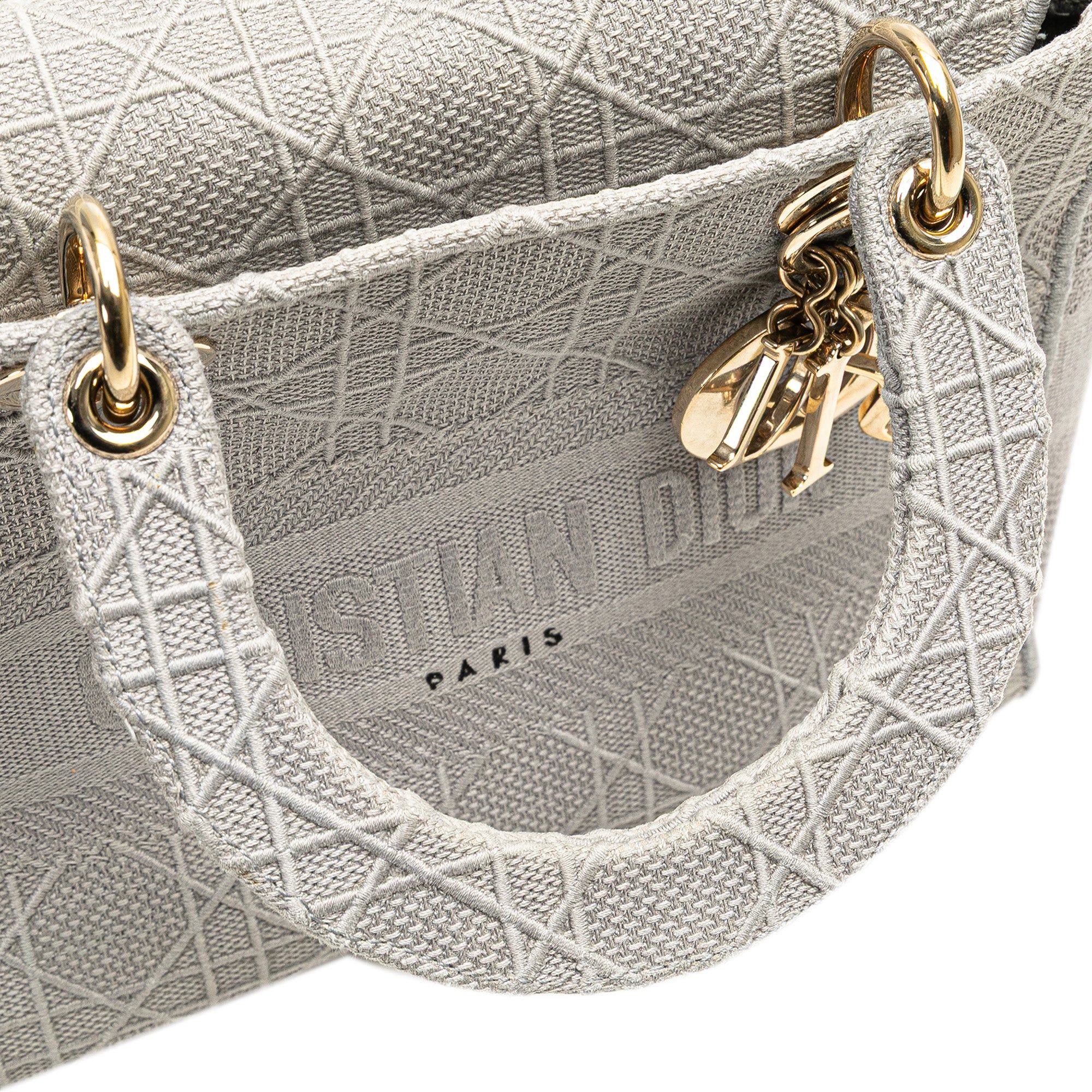 Dior Dior Medium Canvas Cannage Lady D Lite Gray Size ONE SIZE - 8 Thumbnail
