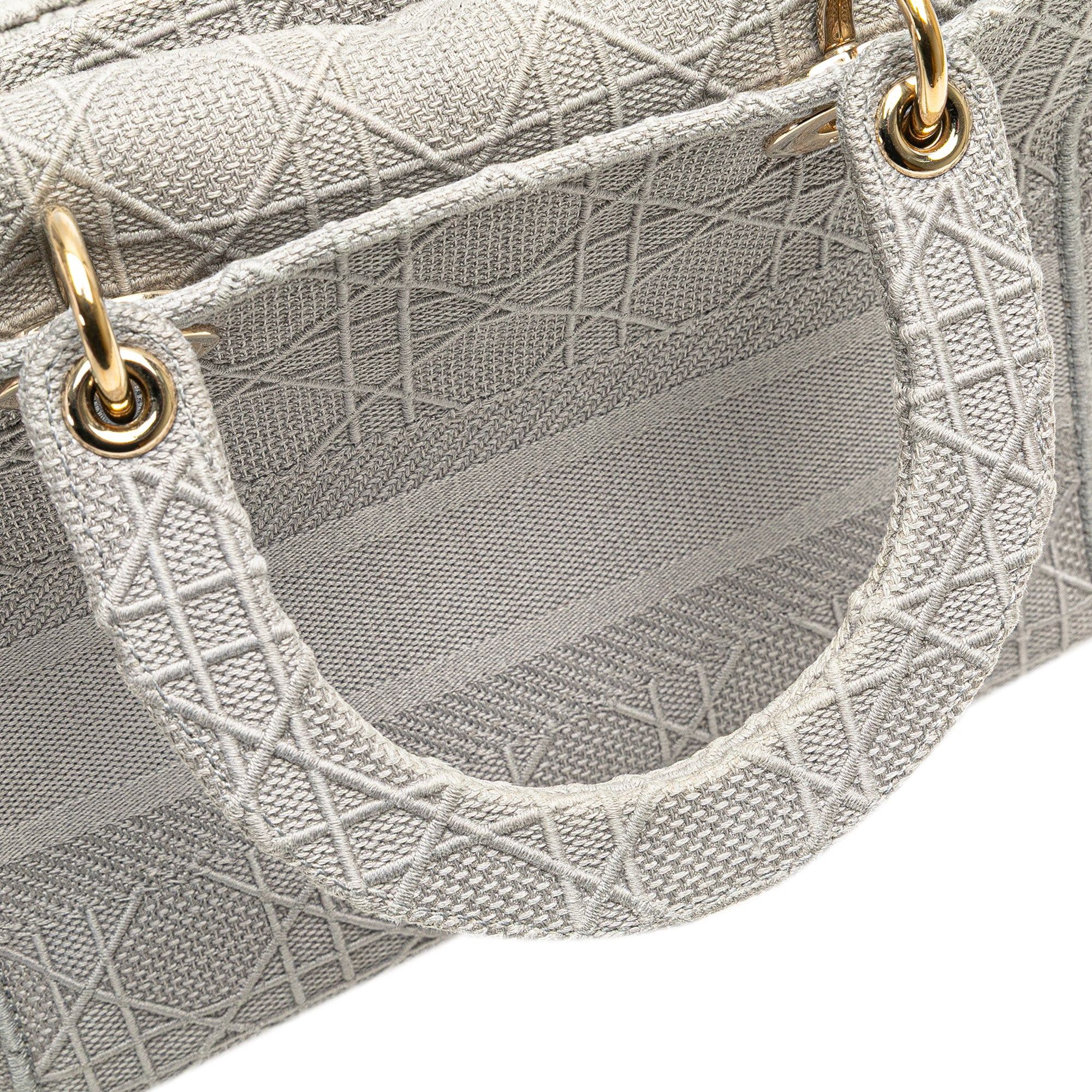 Dior Dior Medium Canvas Cannage Lady D Lite Gray Size ONE SIZE - 7 Thumbnail