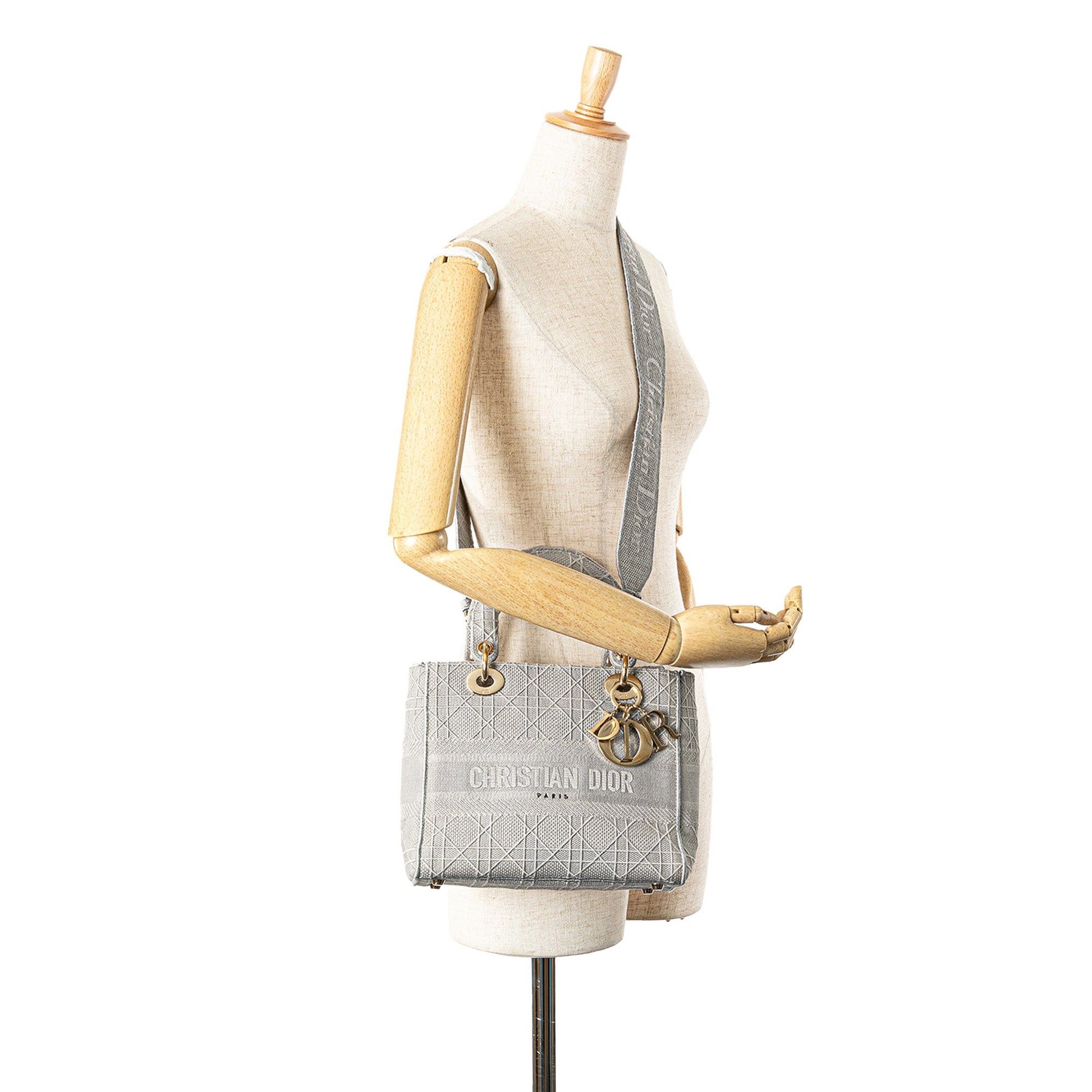 Dior Dior Medium Canvas Cannage Lady D Lite Gray Size ONE SIZE - 12 Thumbnail