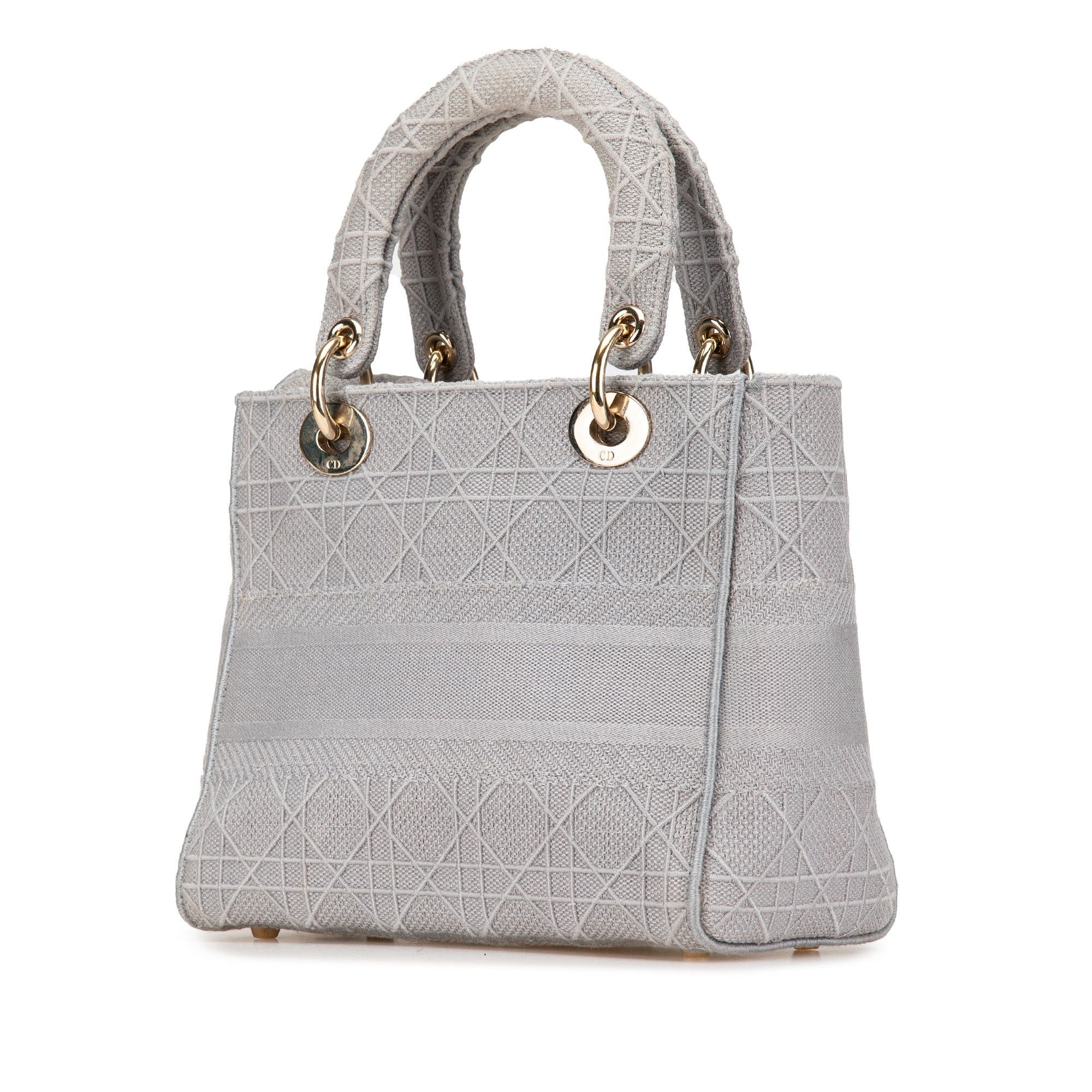 Dior Dior Medium Canvas Cannage Lady D Lite Gray Size ONE SIZE - 2 Thumbnail