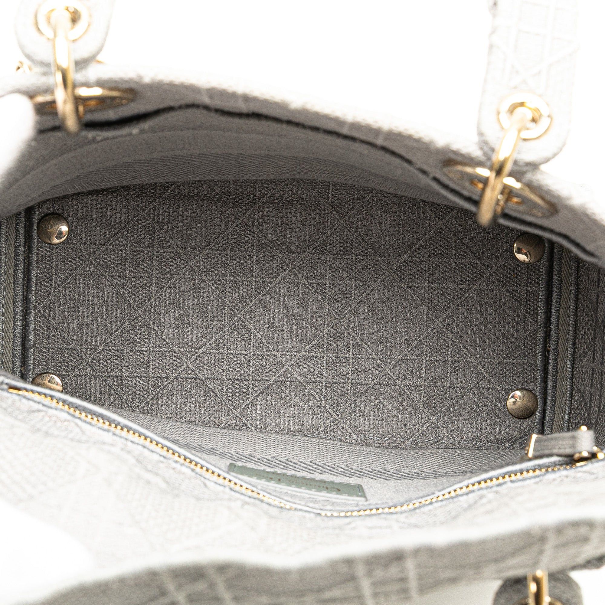 Dior Dior Medium Canvas Cannage Lady D Lite Gray Size ONE SIZE - 4 Thumbnail