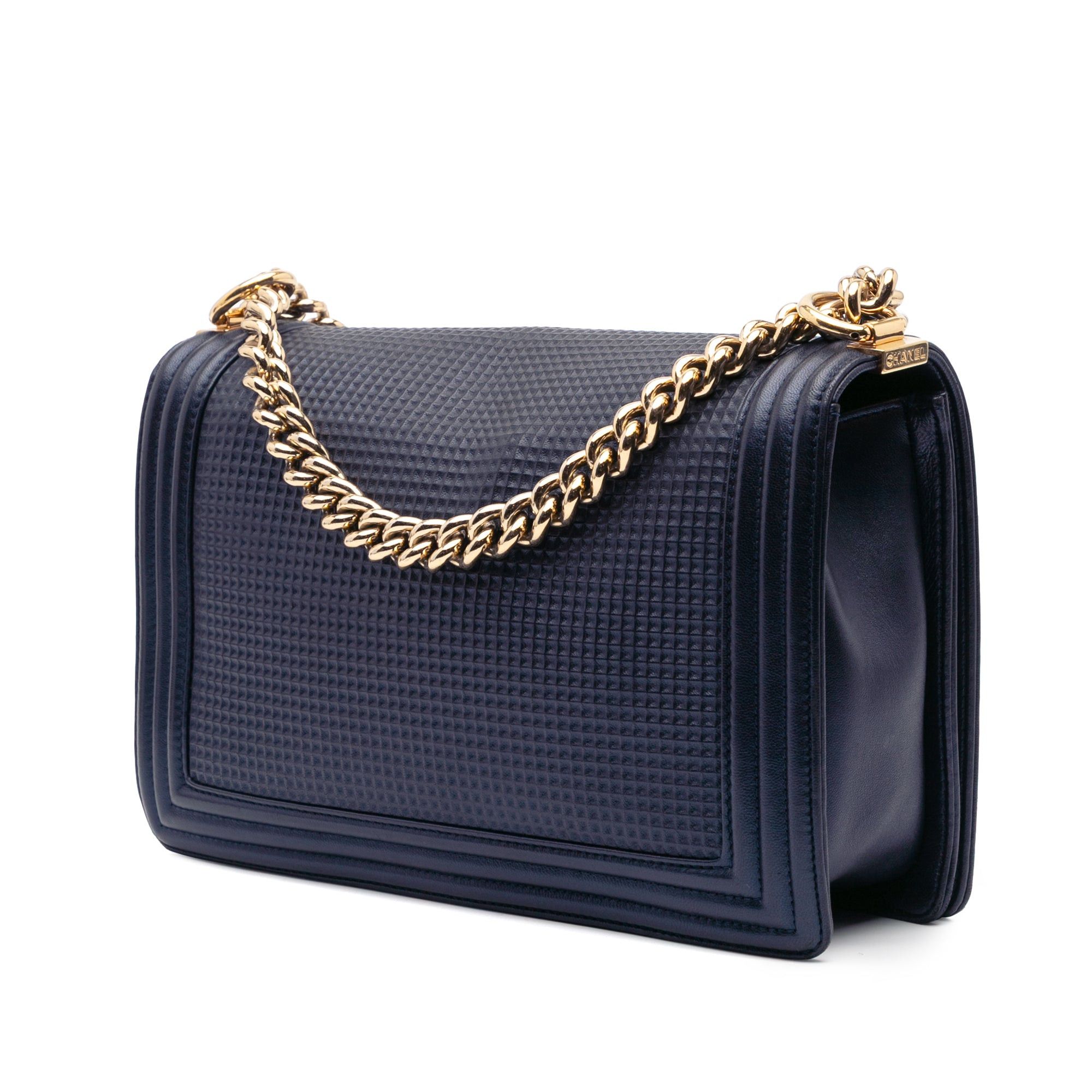 Chanel Chanel Large Lambskin Embossed Boy Cube Flap Blue Size ONE SIZE - 2 Thumbnail