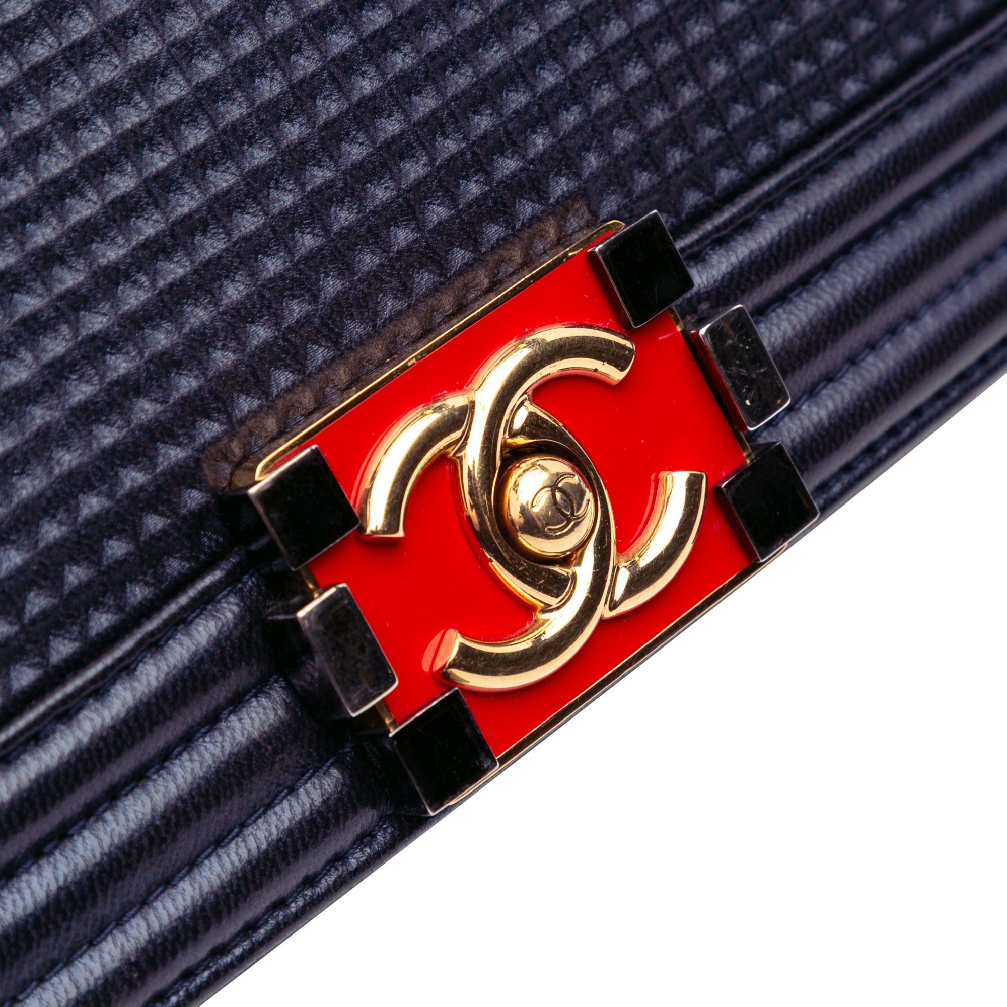 Chanel Chanel Large Lambskin Embossed Boy Cube Flap Blue Size ONE SIZE - 6 Thumbnail