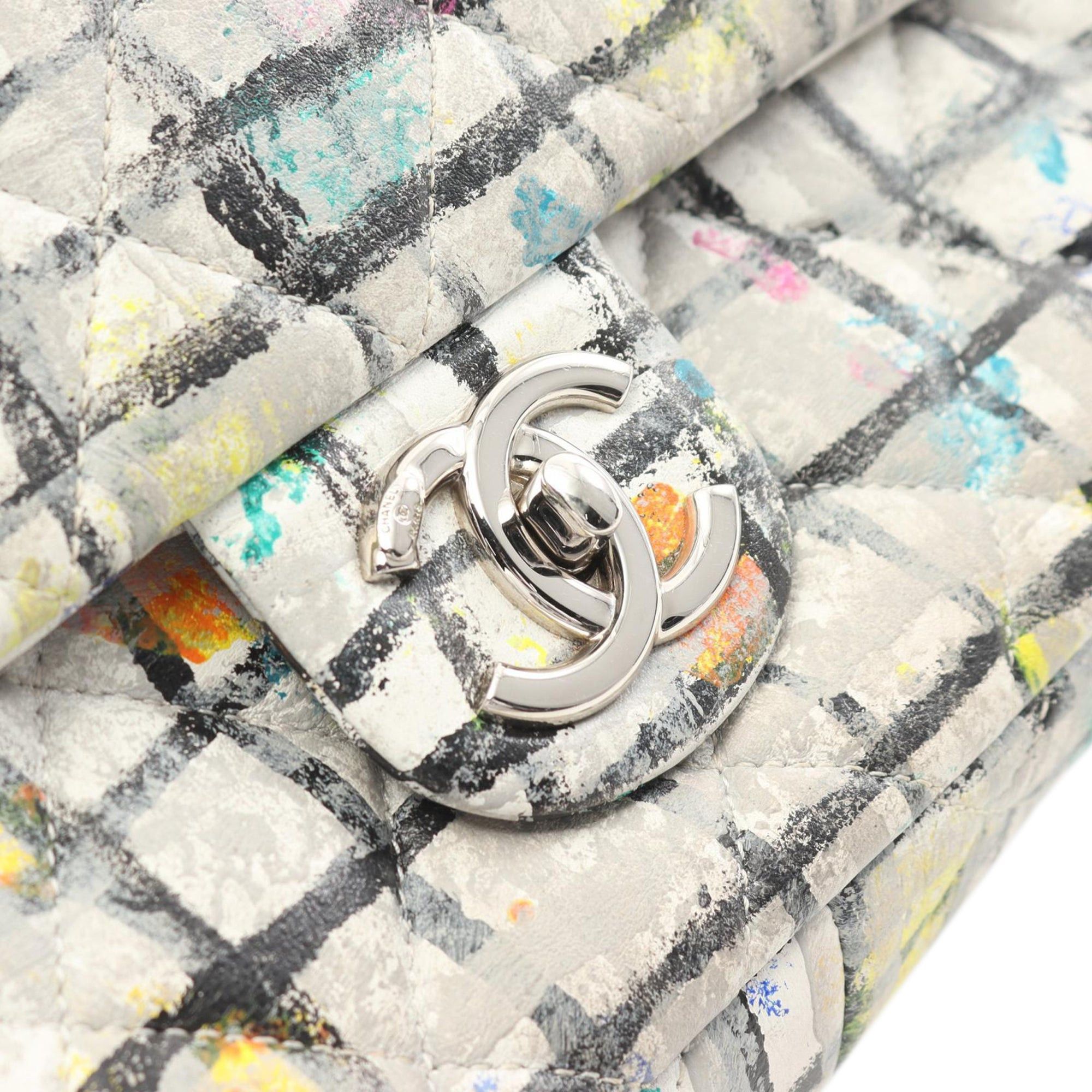 Chanel Chanel Medium Calfskin Hand Painted Graffiti Flap White Size ONE SIZE - 7 Thumbnail