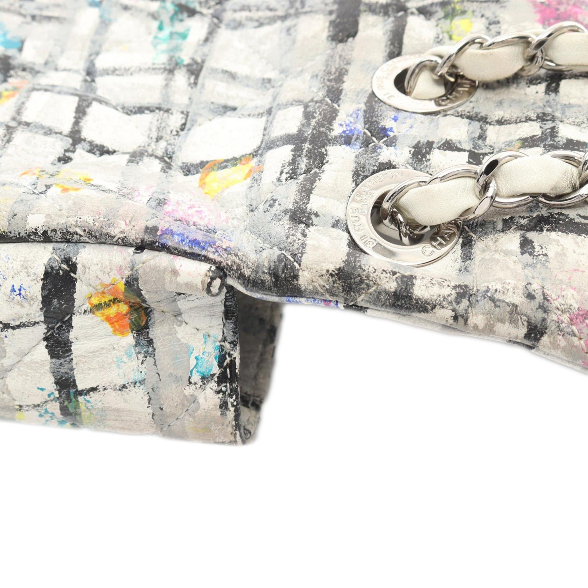 Chanel Chanel Medium Calfskin Hand Painted Graffiti Flap White Size ONE SIZE - 9 Thumbnail