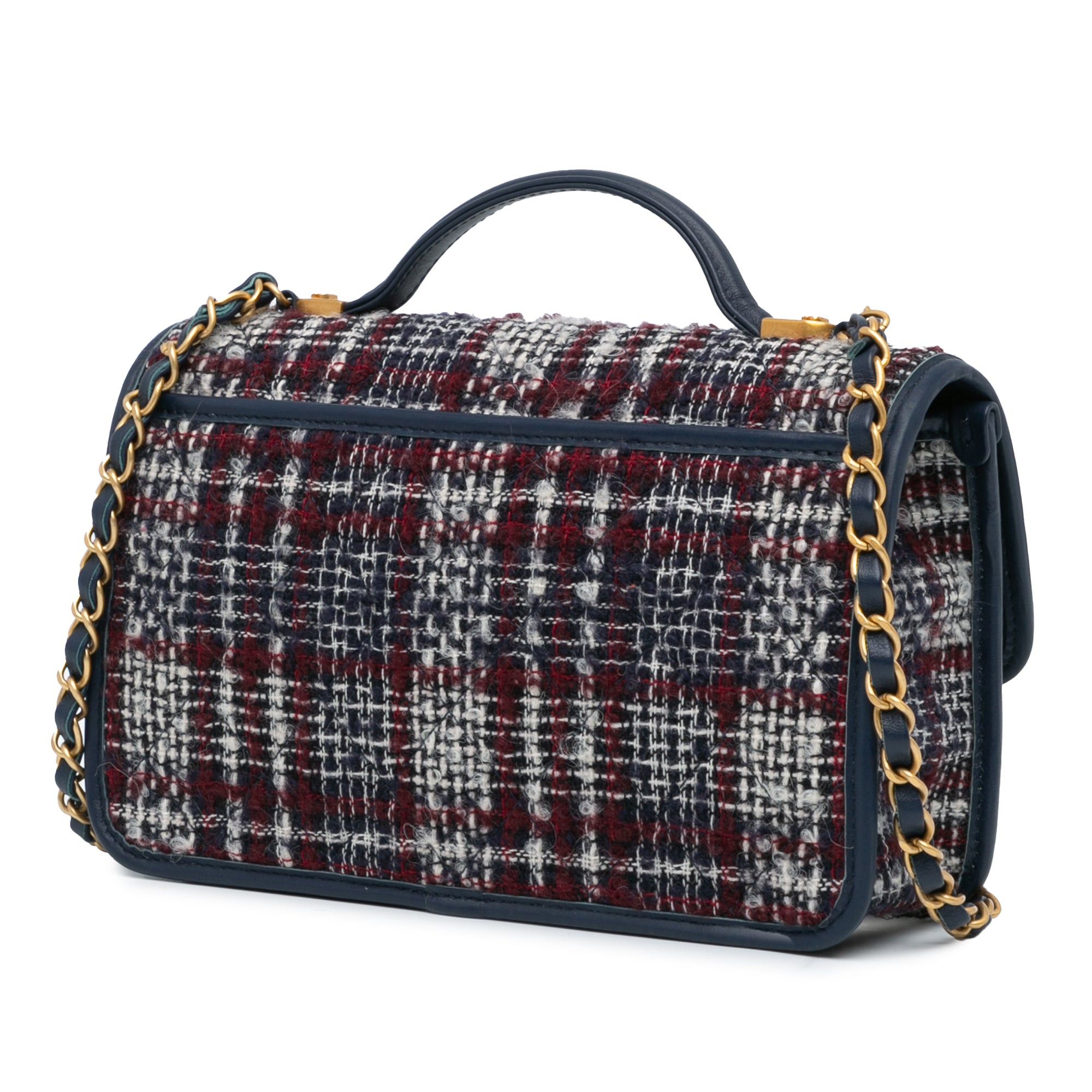Chanel Chanel Small Tweed School Memory Top Handle Flap Blue Size ONE SIZE - 2 Thumbnail