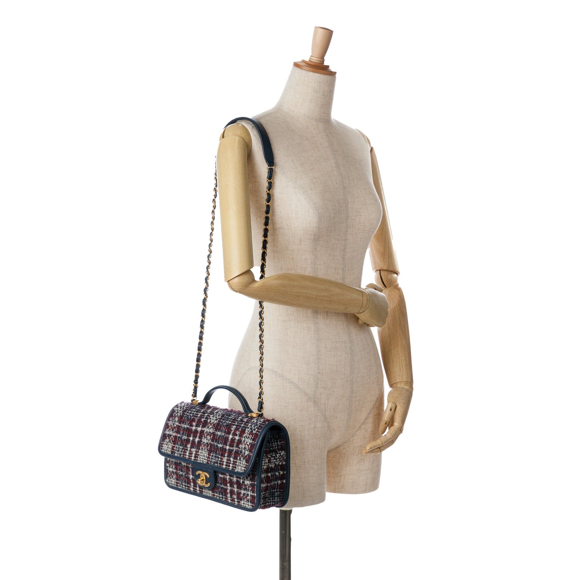 Chanel Chanel Small Tweed School Memory Top Handle Flap Blue Size ONE SIZE - 10 Thumbnail