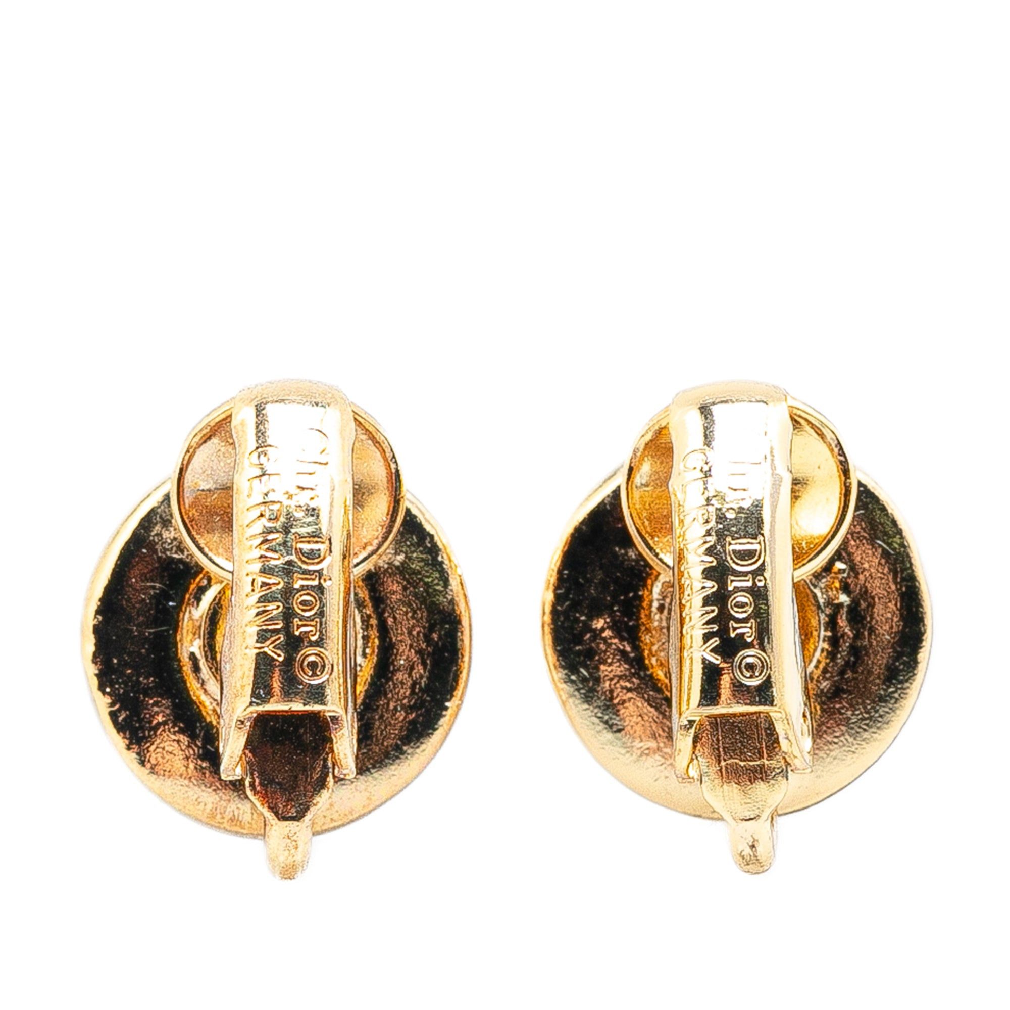 Dior Dior Gold Plated Round CD Clip On Earrings Gold Size ONE SIZE - 2 Thumbnail