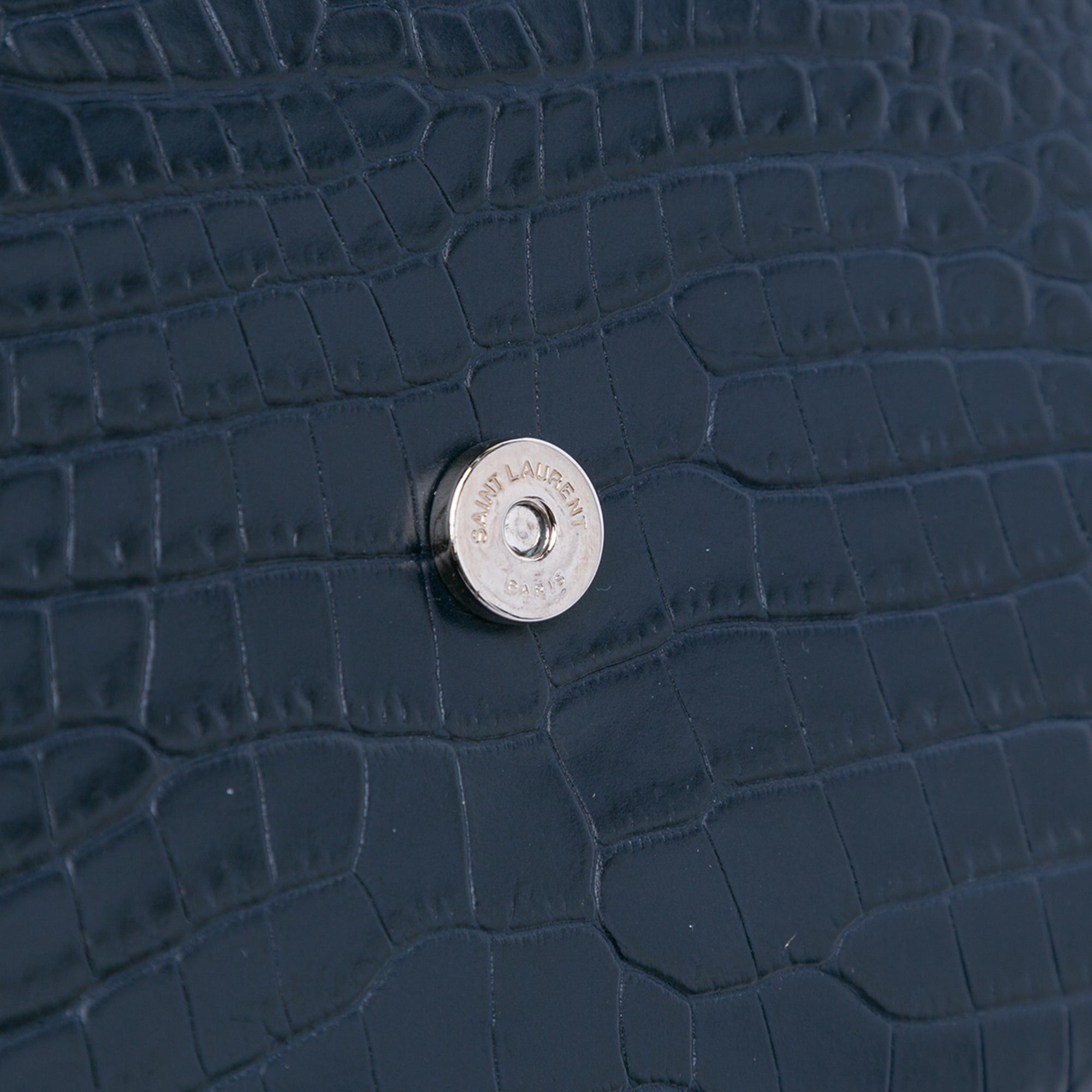 Saint Laurent Paris Saint Laurent Medium Croc Embossed Monogram Sunset Bag Blue Size ONE SIZE - 9 Thumbnail