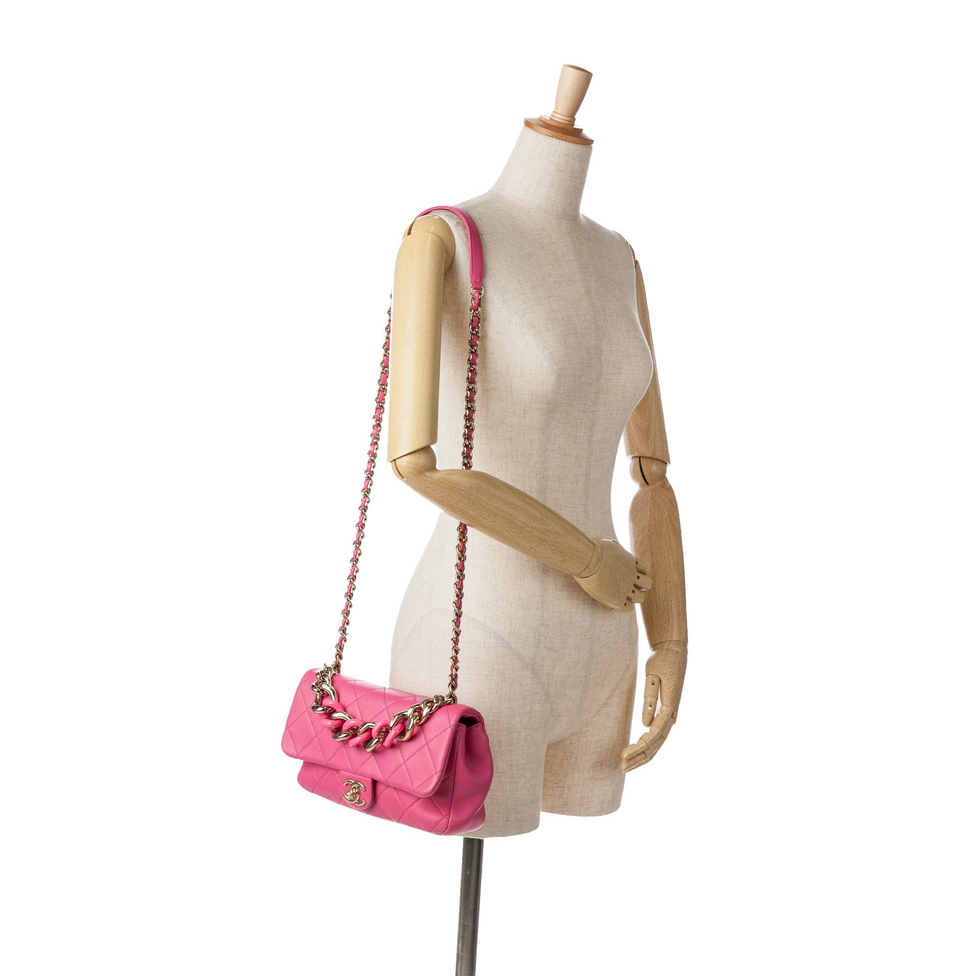 Chanel Chanel Small Lambskin Elegant Chain Single Flap Pink Size ONE SIZE - 8 Thumbnail