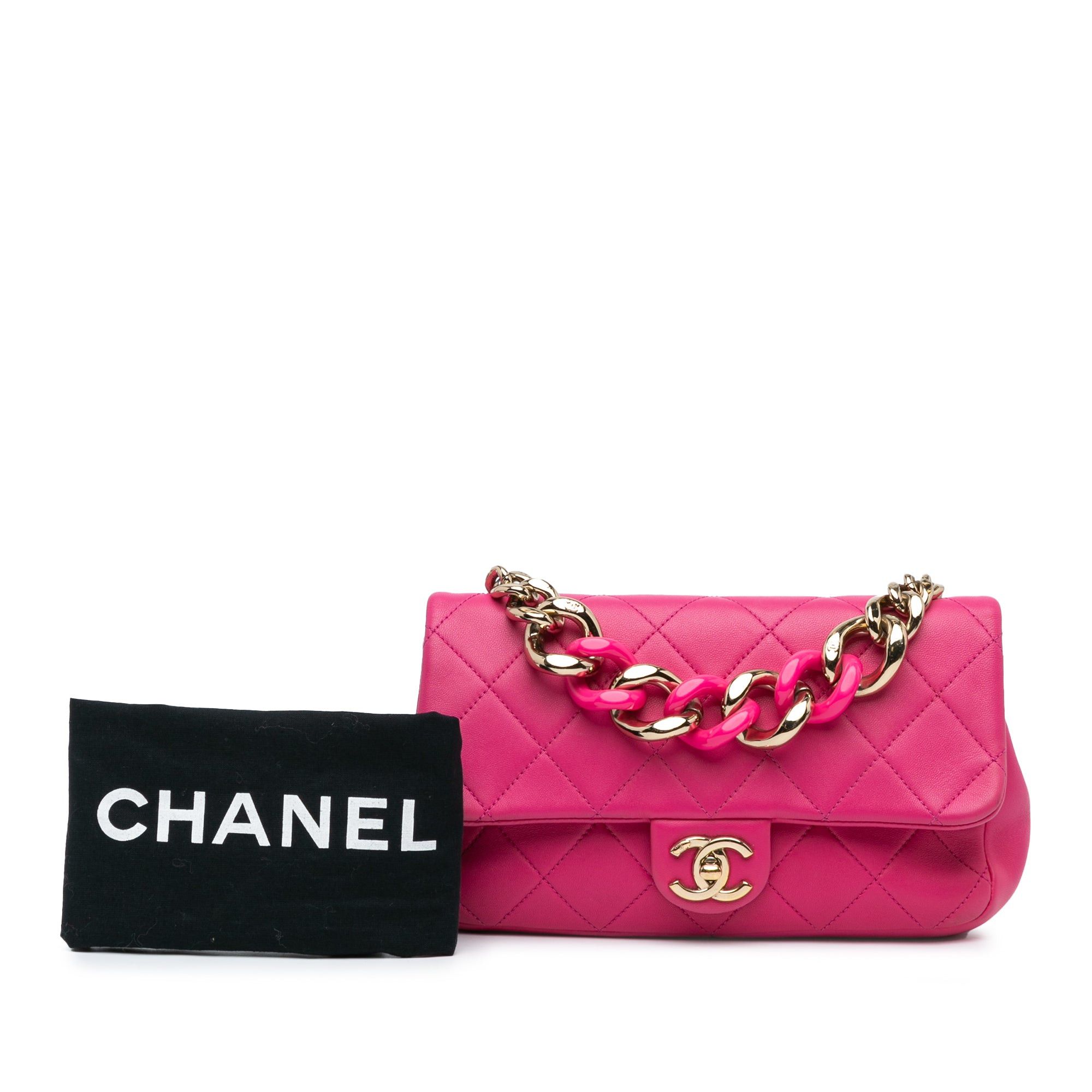 Chanel Chanel Small Lambskin Elegant Chain Single Flap Pink Size ONE SIZE - 9 Thumbnail