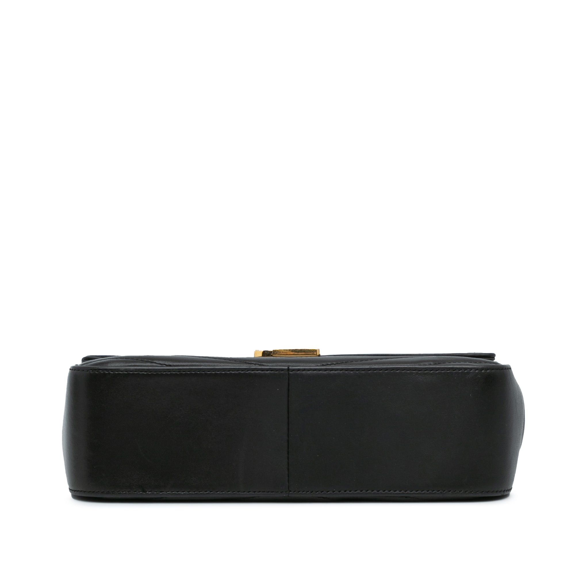 Saint Laurent Paris Saint Laurent Medium Lambskin Chevron Monogram Sulpice Bag Black Size ONE SIZE - 3 Thumbnail