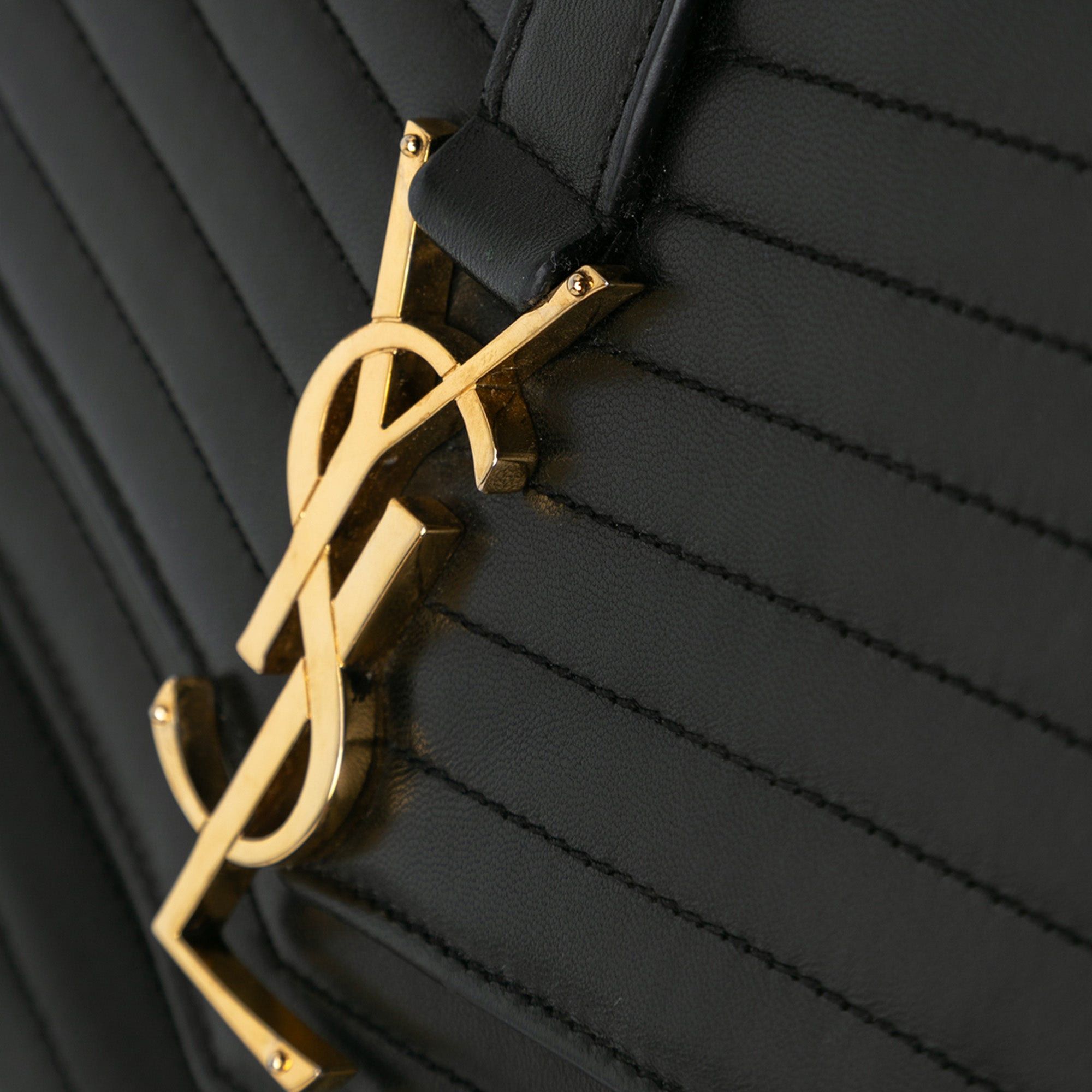 Saint Laurent Paris Saint Laurent Medium Lambskin Chevron Monogram Sulpice Bag Black Size ONE SIZE - 7 Thumbnail