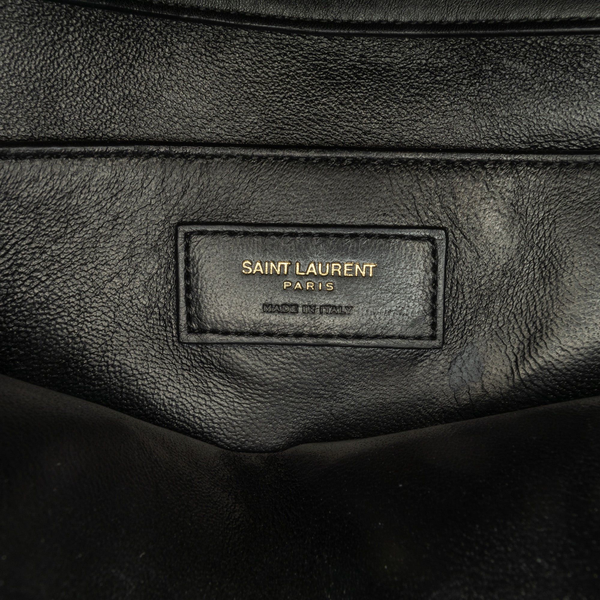 Saint Laurent Paris Saint Laurent Medium Lambskin Chevron Monogram Sulpice Bag Black Size ONE SIZE - 5 Thumbnail