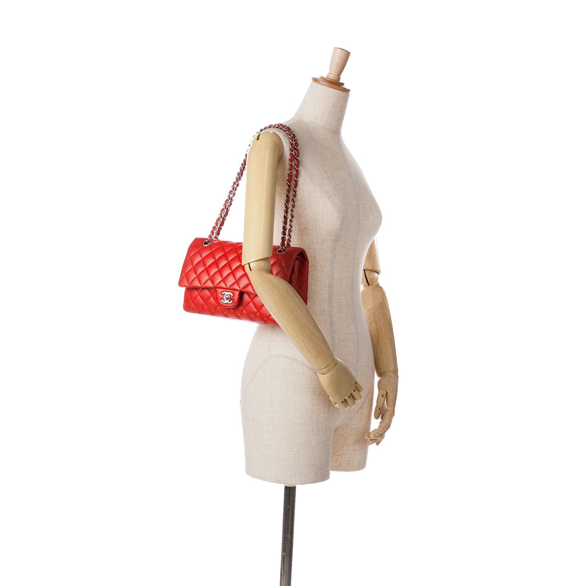 Chanel Chanel Medium Classic Lambskin Double Flap Red Size ONE SIZE - 10 Thumbnail