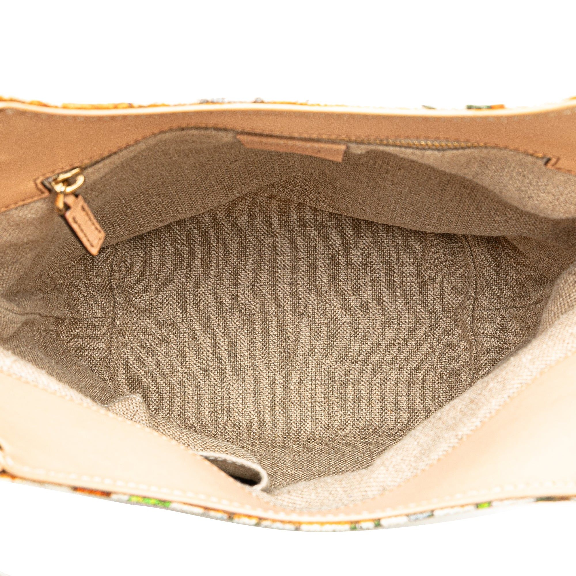 Gucci Gucci Canvas Bamboo Flora Handbag White Size ONE SIZE - 4 Thumbnail