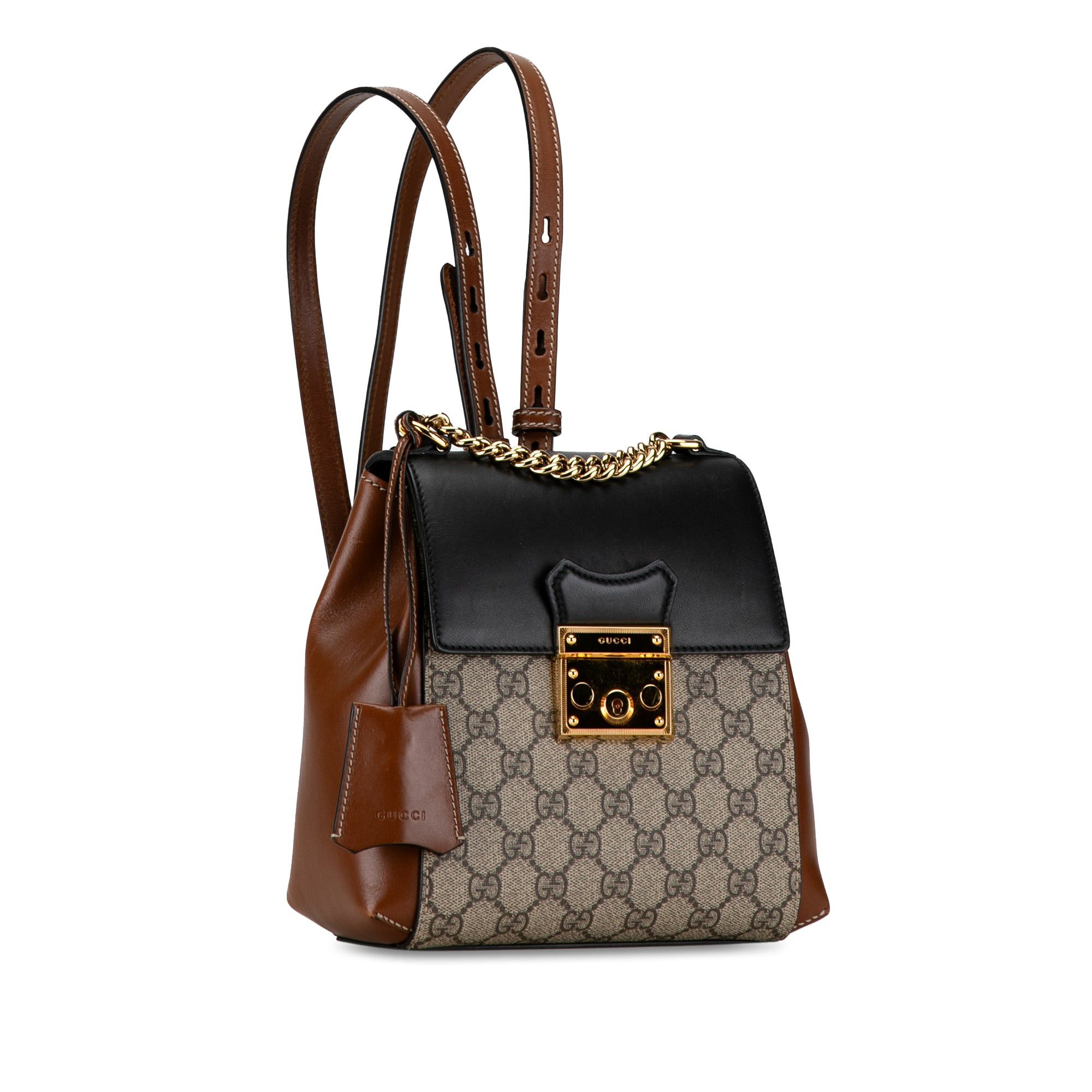 Gucci Gucci GG Supreme Padlock Backpack Brown Size ONE SIZE - 2 Thumbnail