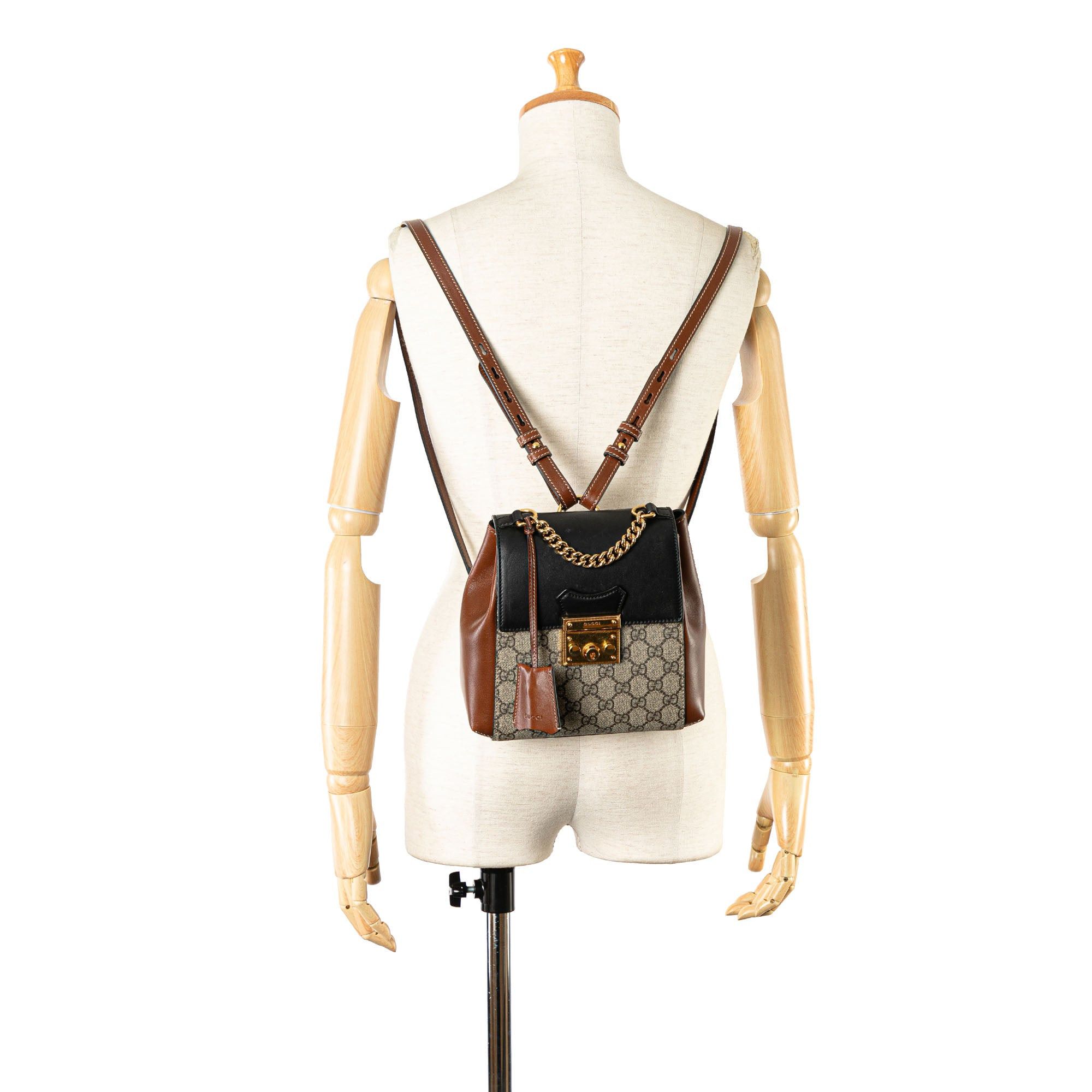 Gucci Gucci GG Supreme Padlock Backpack Brown Size ONE SIZE - 8 Thumbnail