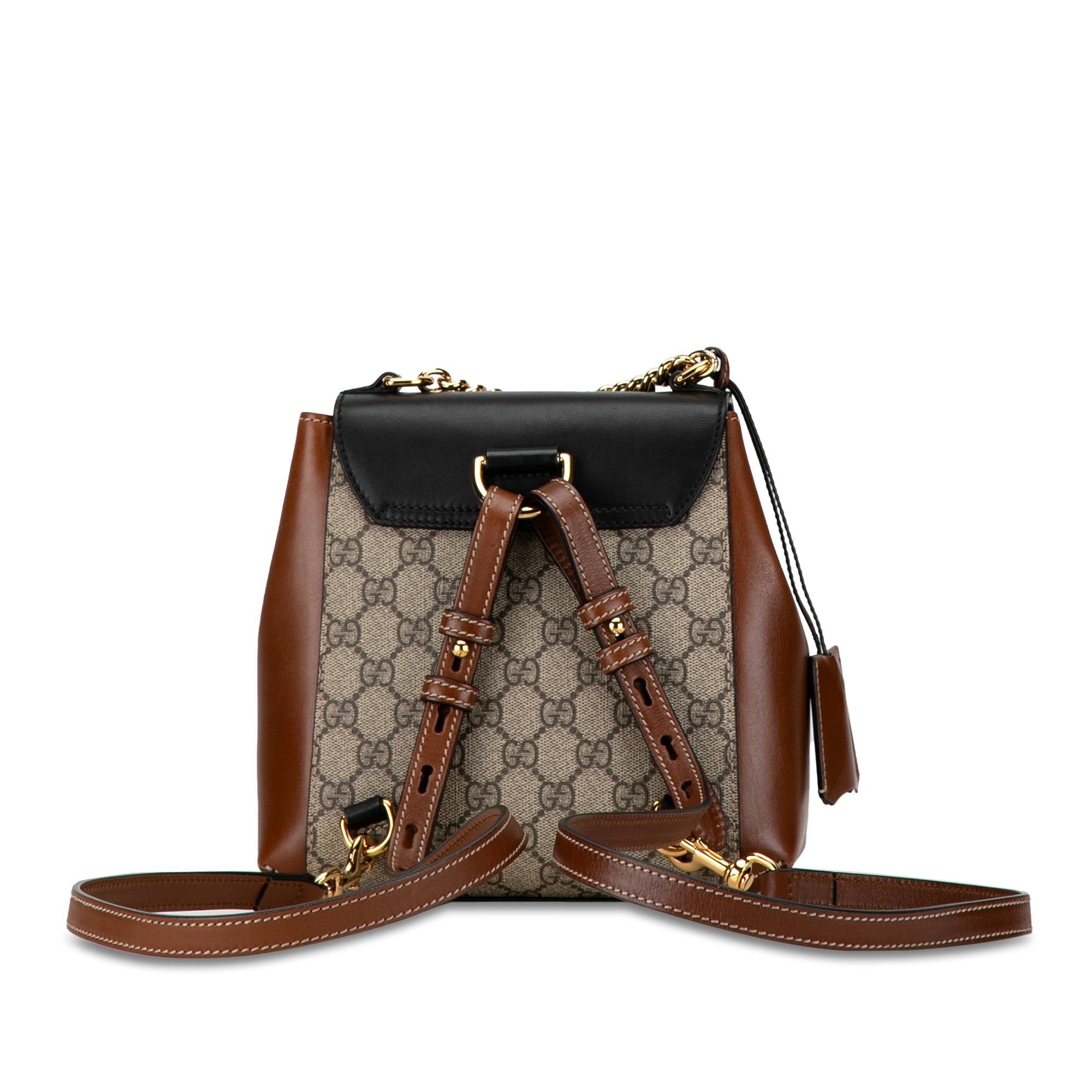 Gucci Gucci GG Supreme Padlock Backpack Brown Size ONE SIZE - 3 Thumbnail