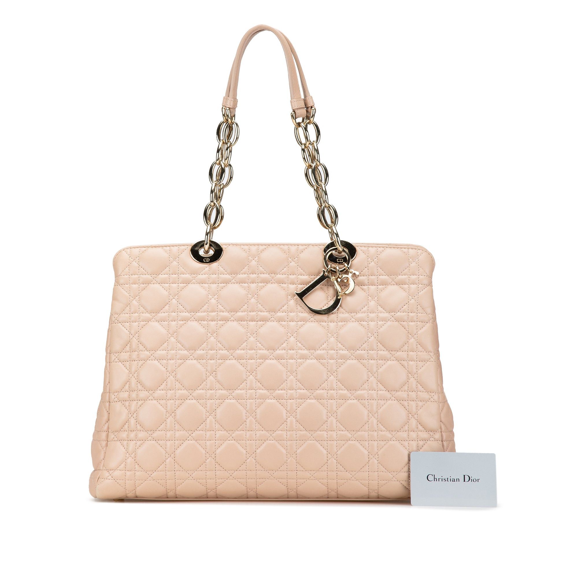 Dior Dior Medium Lambskin Cannage Soft Zipped Shopping Tote Pink Size ONE SIZE - 10 Thumbnail