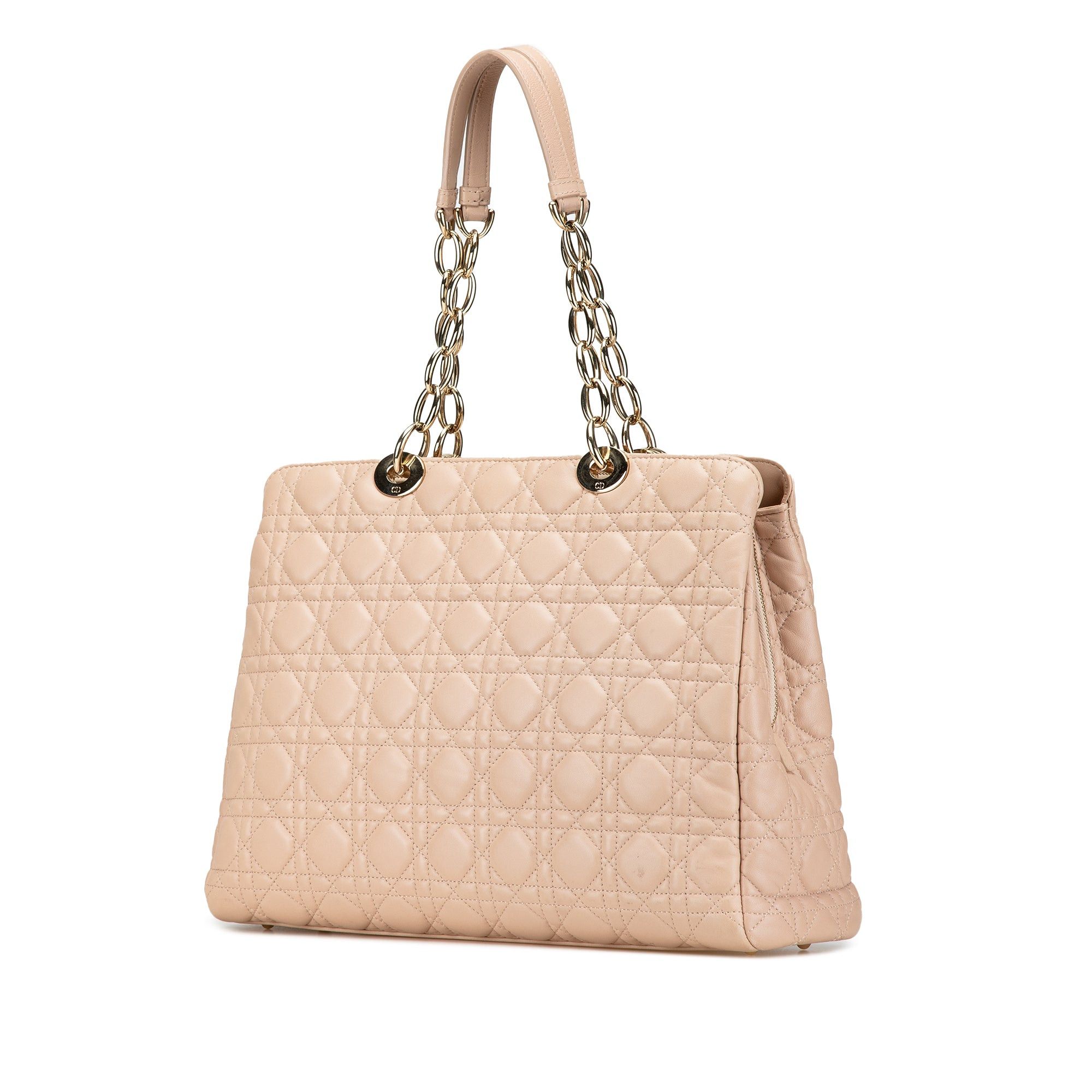 Dior Dior Medium Lambskin Cannage Soft Zipped Shopping Tote Pink Size ONE SIZE - 2 Thumbnail