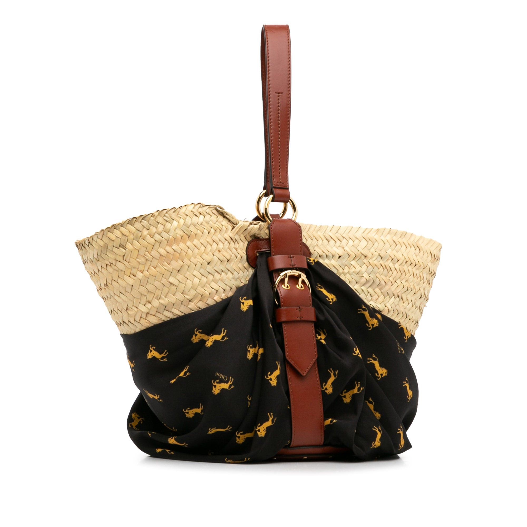 Chloe Chloé Medium Raffia Little Horses Basket Basket Brown Size ONE SIZE - 2 Thumbnail