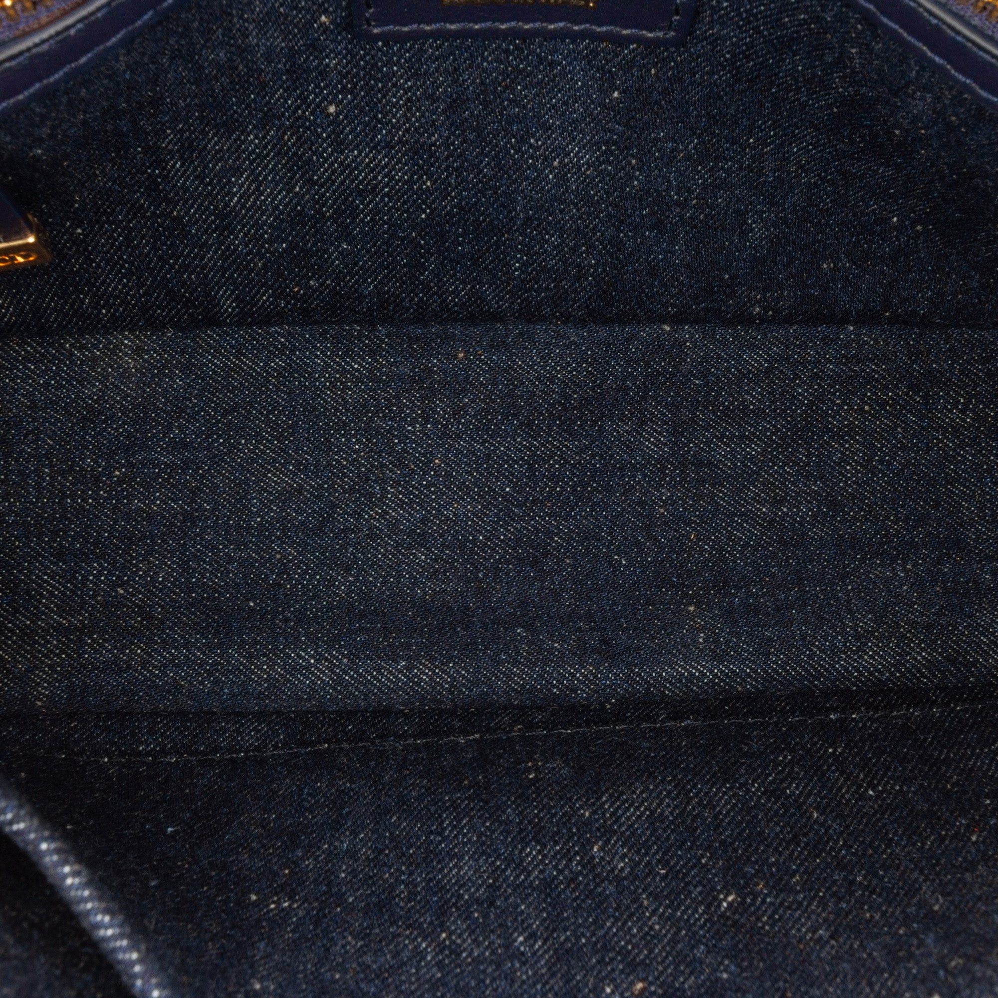Dior Dior Medium Denim Floral Caro Bag Blue Size ONE SIZE - 4 Thumbnail