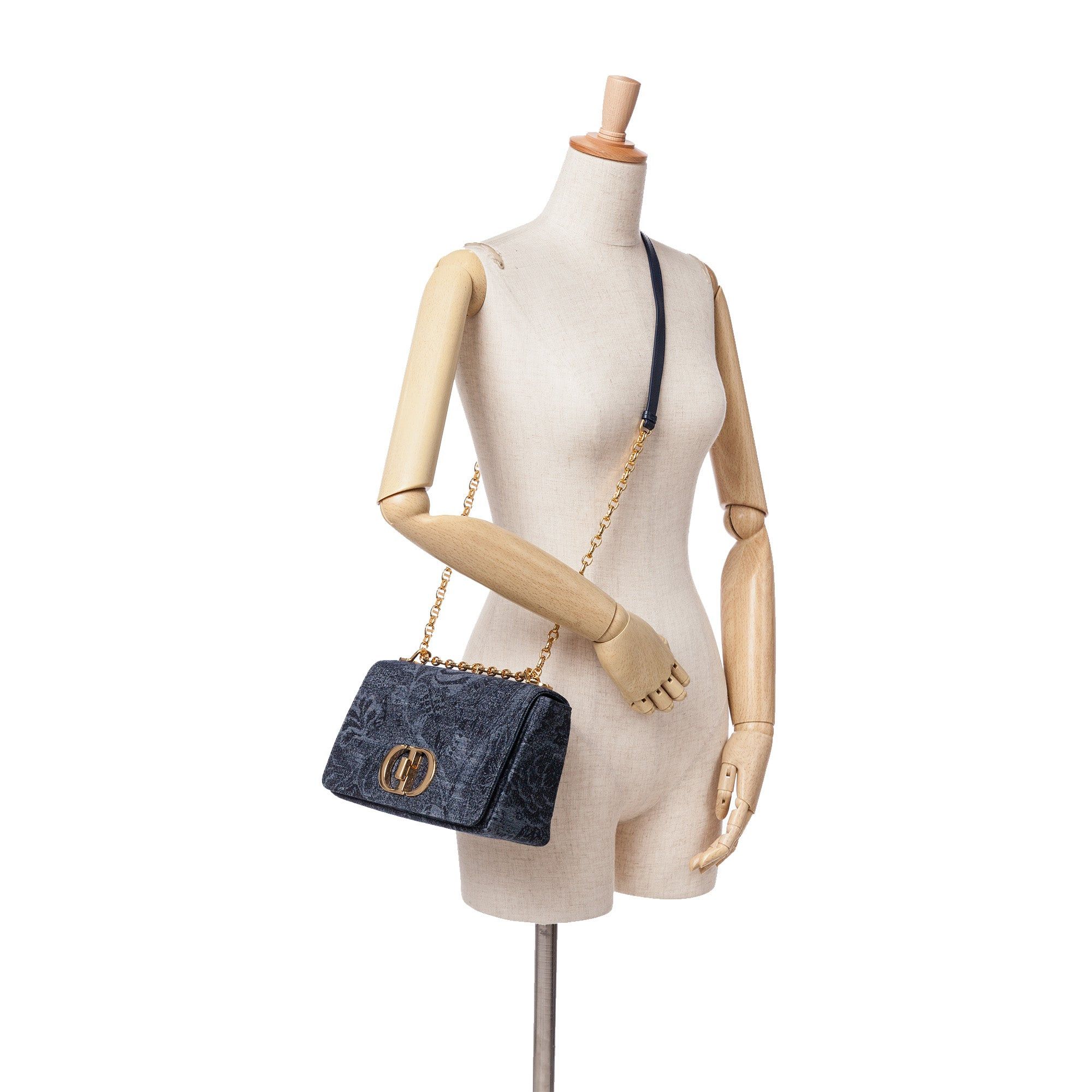 Dior Dior Medium Denim Floral Caro Bag Blue Size ONE SIZE - 10 Thumbnail