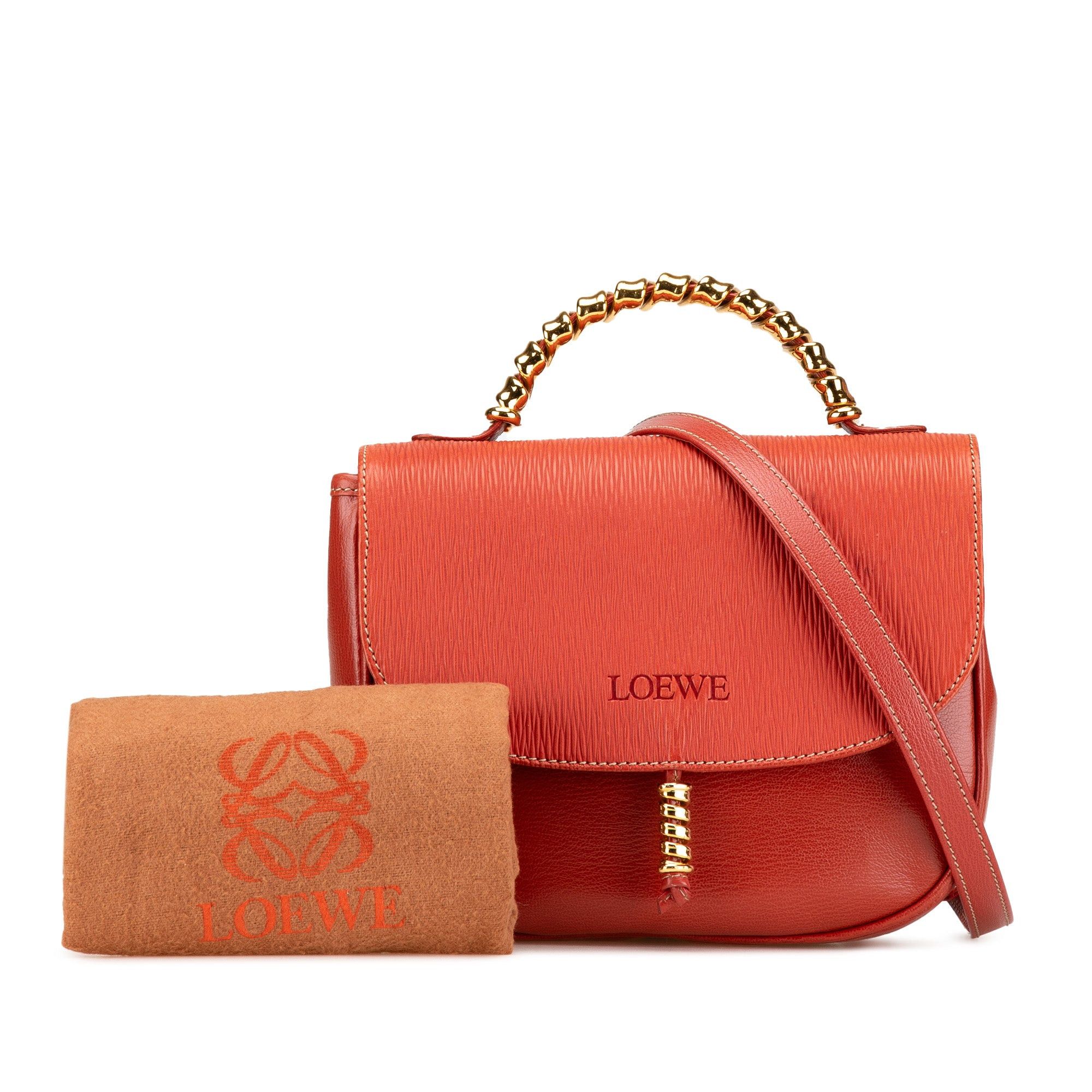 Loewe LOEWE Leather Velazquez Satchel Red Size ONE SIZE - 14 Thumbnail