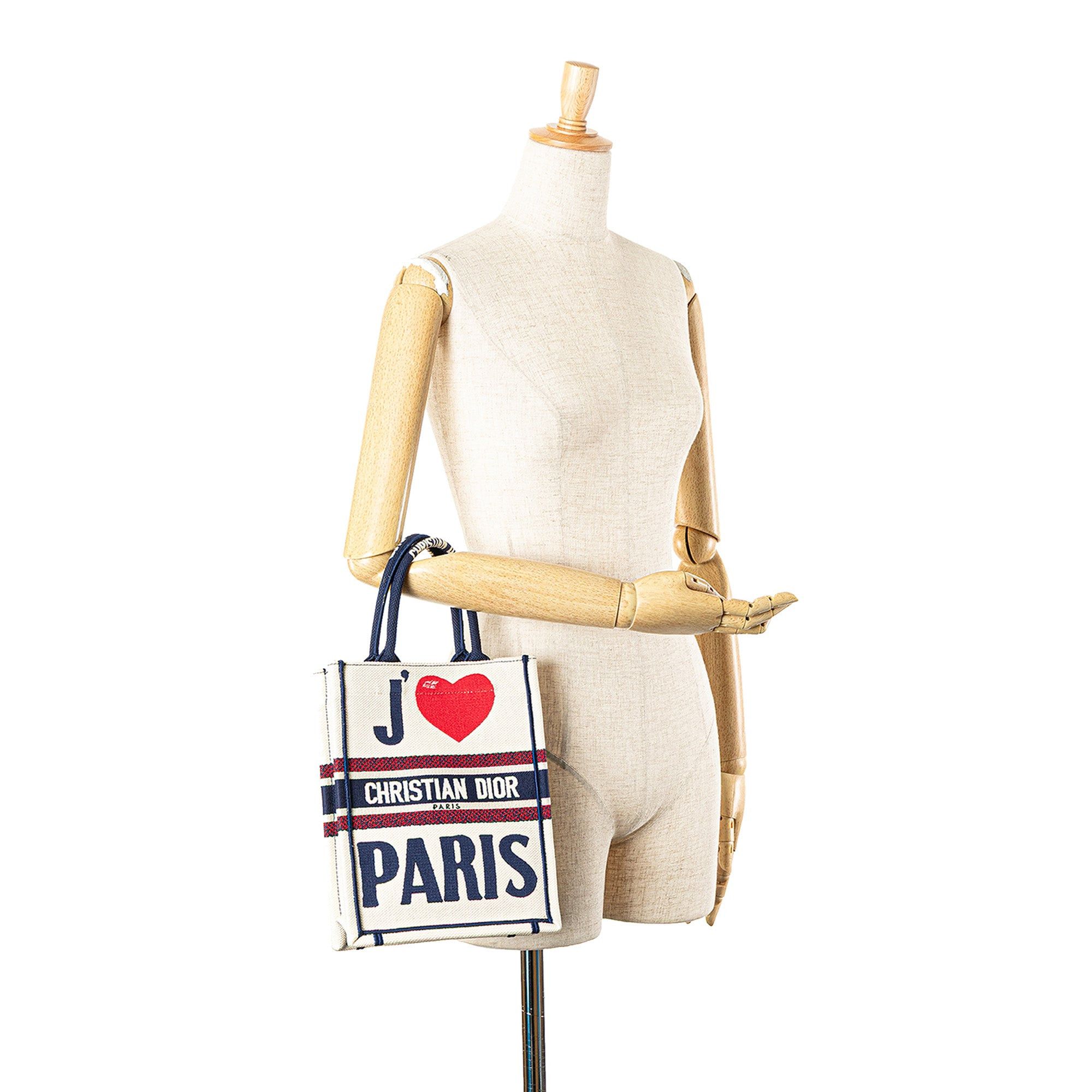 Dior Dior Canvas Embroidered I Love Paris Vertical Book Tote White Size ONE SIZE - 12 Thumbnail