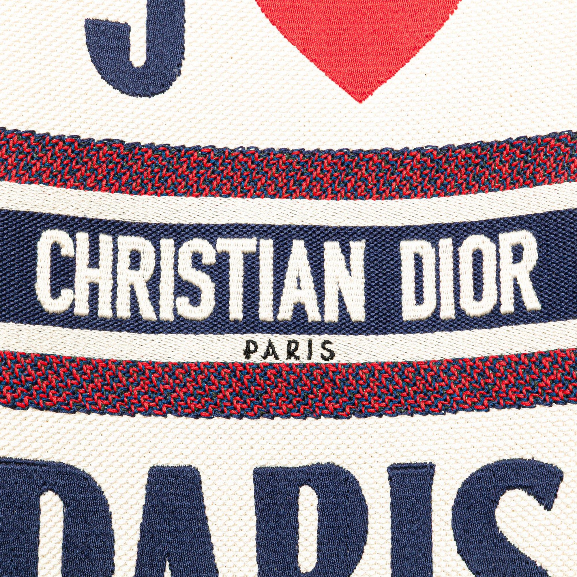 Dior Dior Canvas Embroidered I Love Paris Vertical Book Tote White Size ONE SIZE - 9 Thumbnail