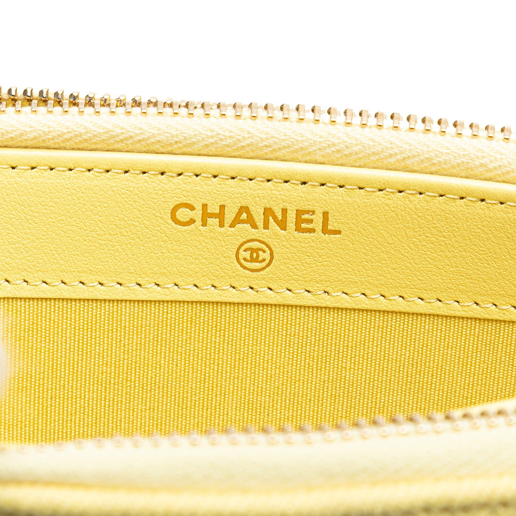 Chanel Chanel Denim Coco Fringe Double Zip Clutch with Chain Yellow Size ONE SIZE - 7 Thumbnail