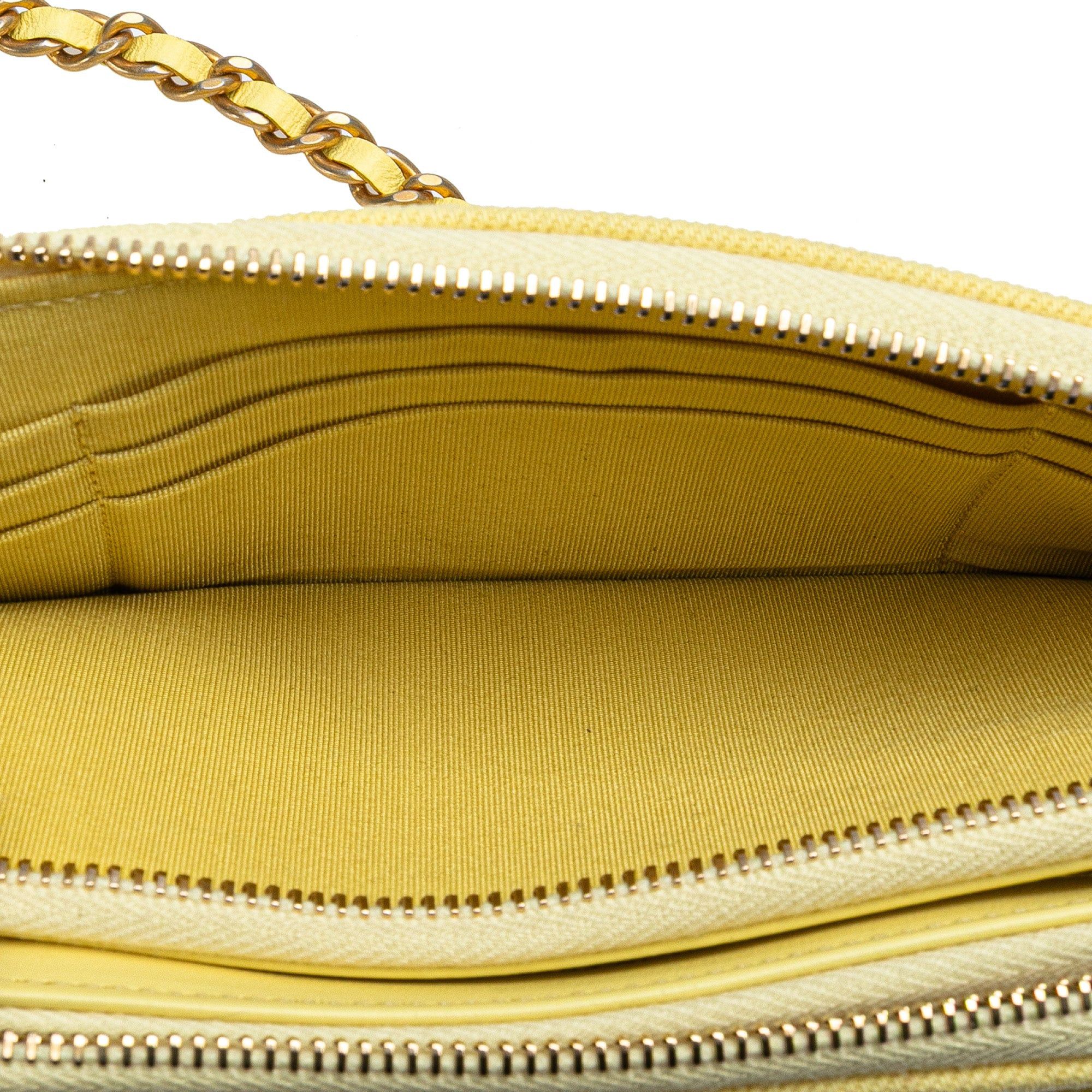 Chanel Chanel Denim Coco Fringe Double Zip Clutch with Chain Yellow Size ONE SIZE - 5 Thumbnail
