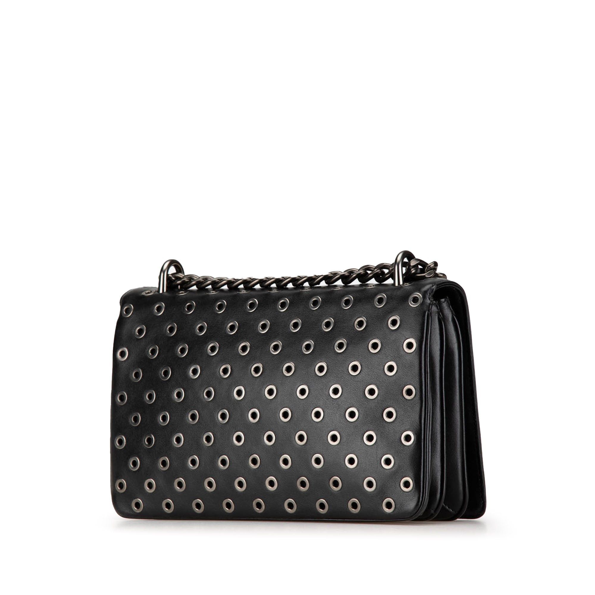 Prada Prada Soft Calf Grommet Lock Flap Chain Shoulder Bag Black Size ONE SIZE - 2 Thumbnail