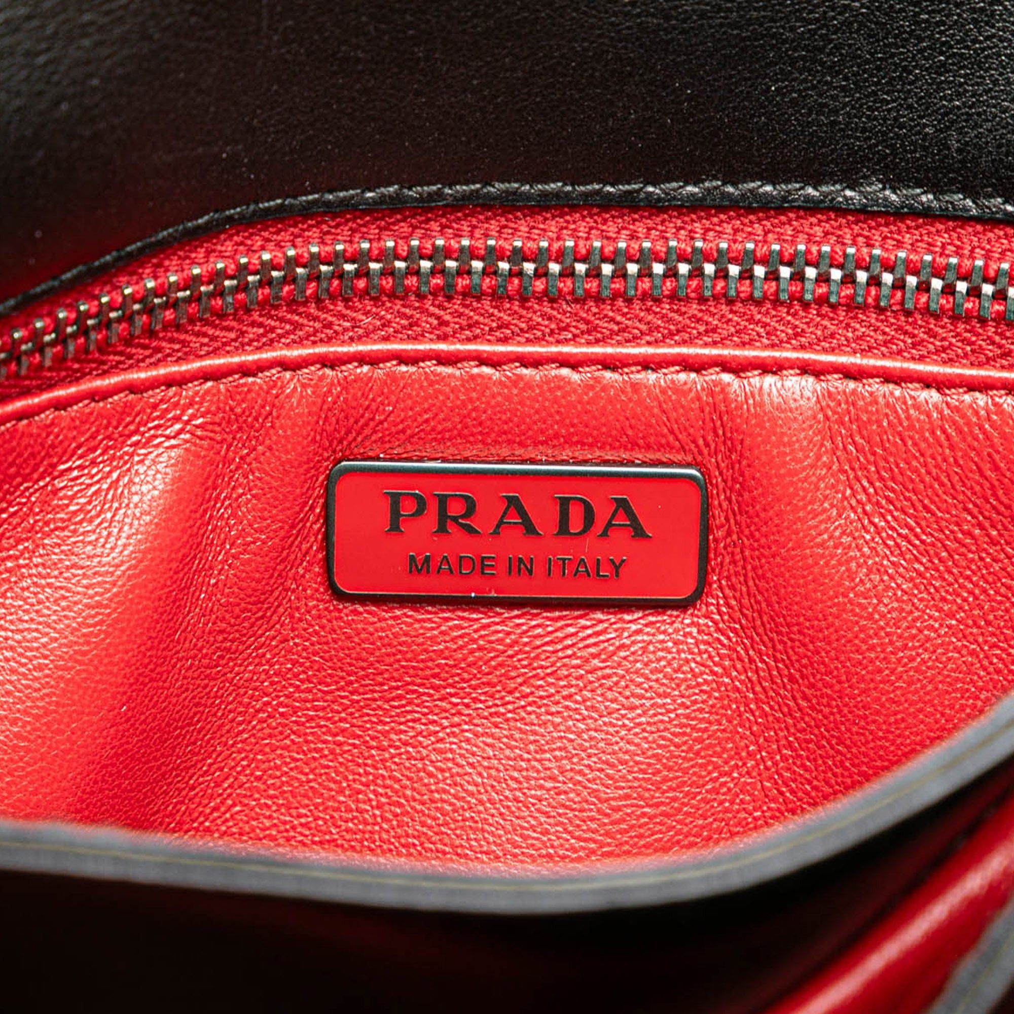 Prada Prada Soft Calf Grommet Lock Flap Chain Shoulder Bag Black Size ONE SIZE - 5 Thumbnail