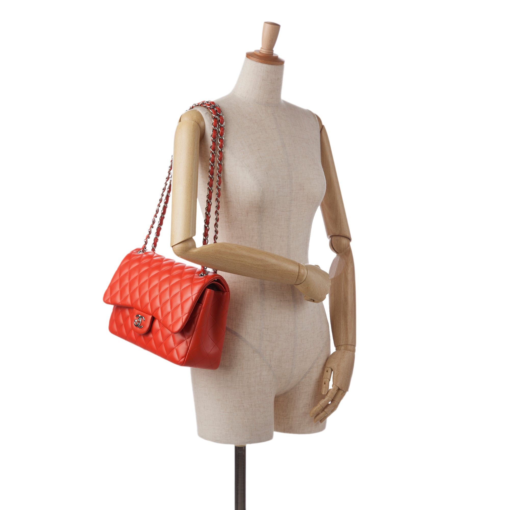 Chanel Chanel Jumbo Classic Lambskin Double Flap Orange Size ONE SIZE - 10 Thumbnail
